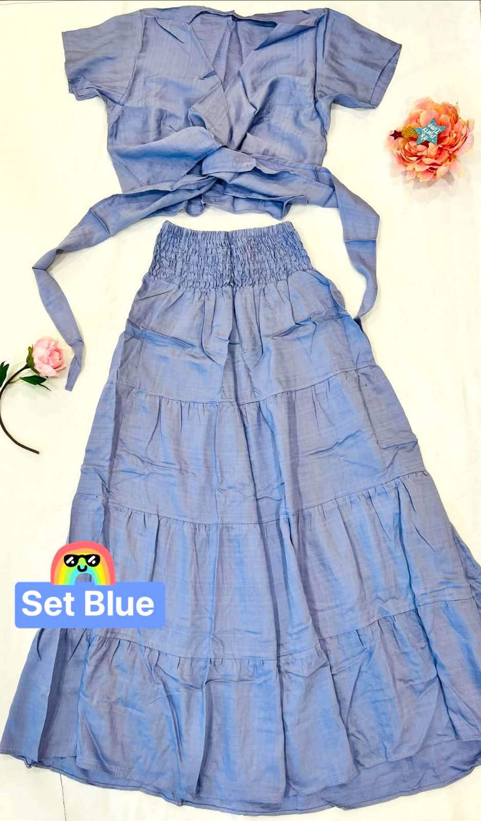 Women’s 2-Piece Wrap Top & Tiered Maxi Skirt Set