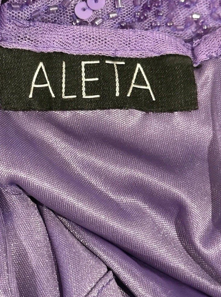 Aleta Purple Spaghetti Strap Sequin Beaded Mesh Cut-out Adjustable Mini Dress 2