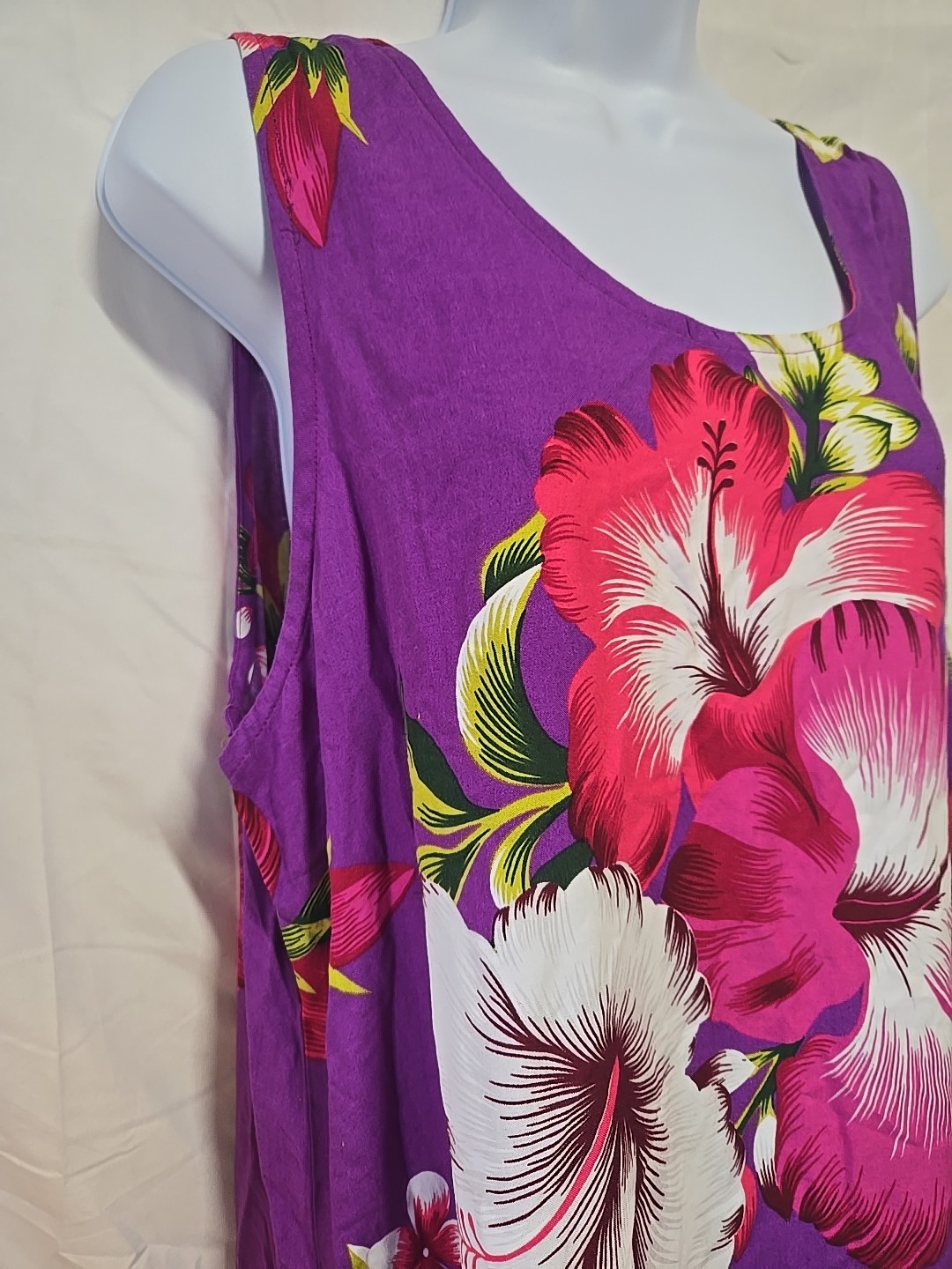 Aloha Fashion Women One Size Hawaiian Floral Dress 100% Rayon Aloha Purple