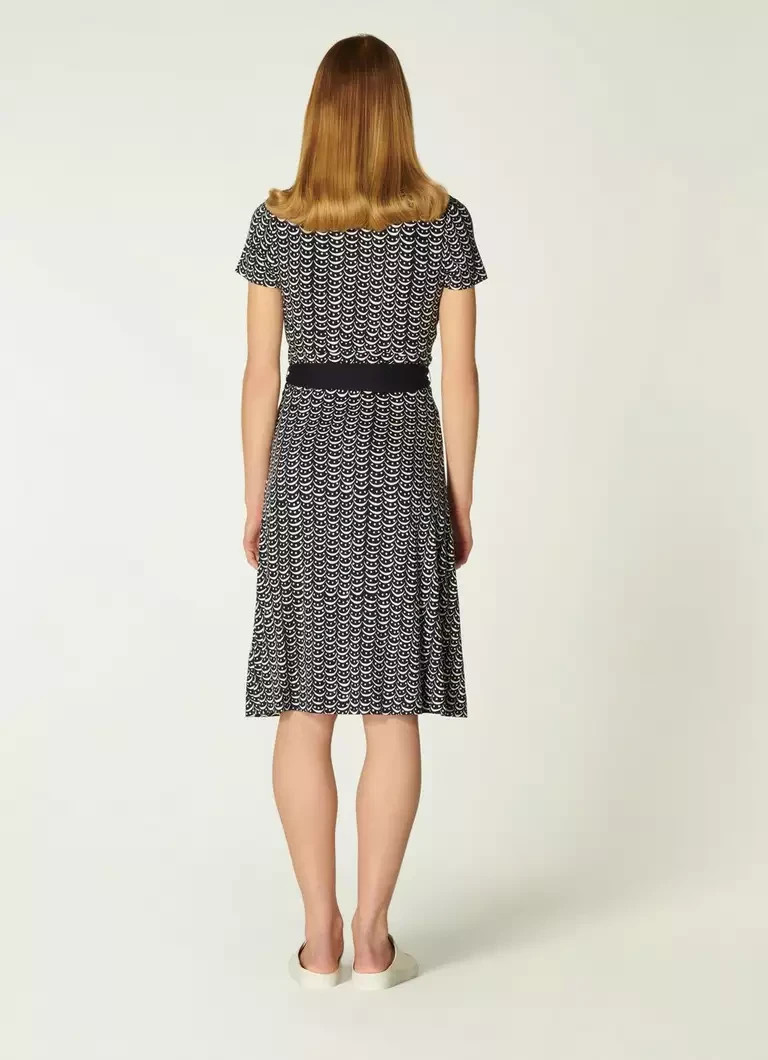 LK BENNETT ZOE CRESCENT PRINT JERSEY DRESS SIZE 12