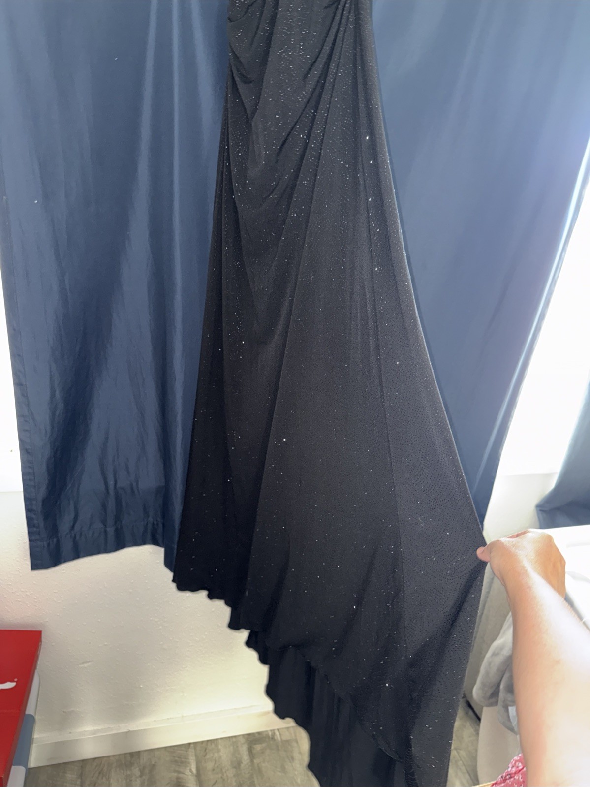 City Triangles Black Sparkly Sleeveless Halter Dress Medium Stretchy Long Party