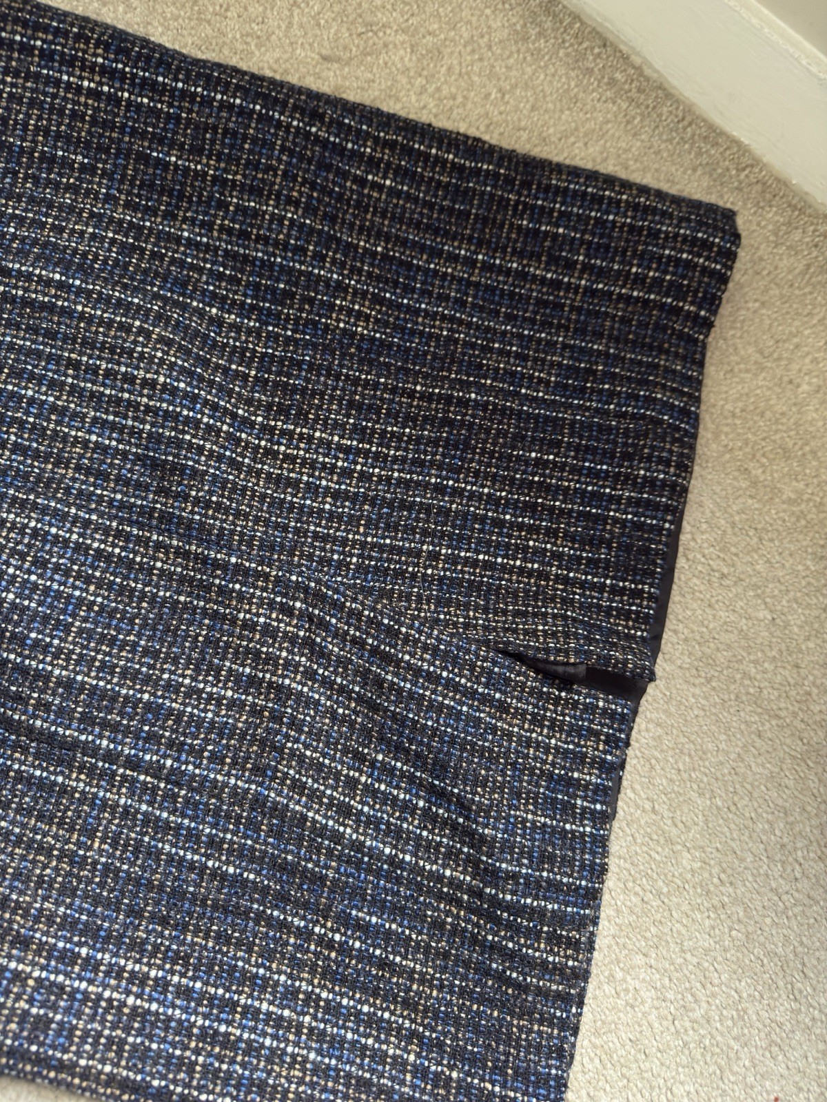 Monsoon UK 10 Blue & Black Tweed Bouclé Dress – Sleeveless Smart Work Office
