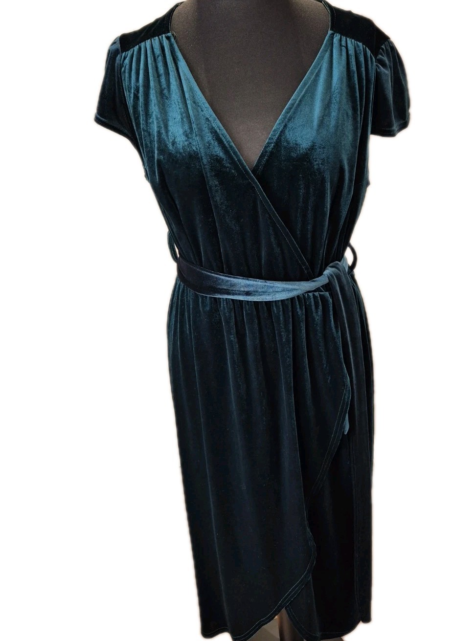 Quiz dress Stunning Bottle Green Velvet Faux Wrap Uk20 Bnwt Cruise Formal