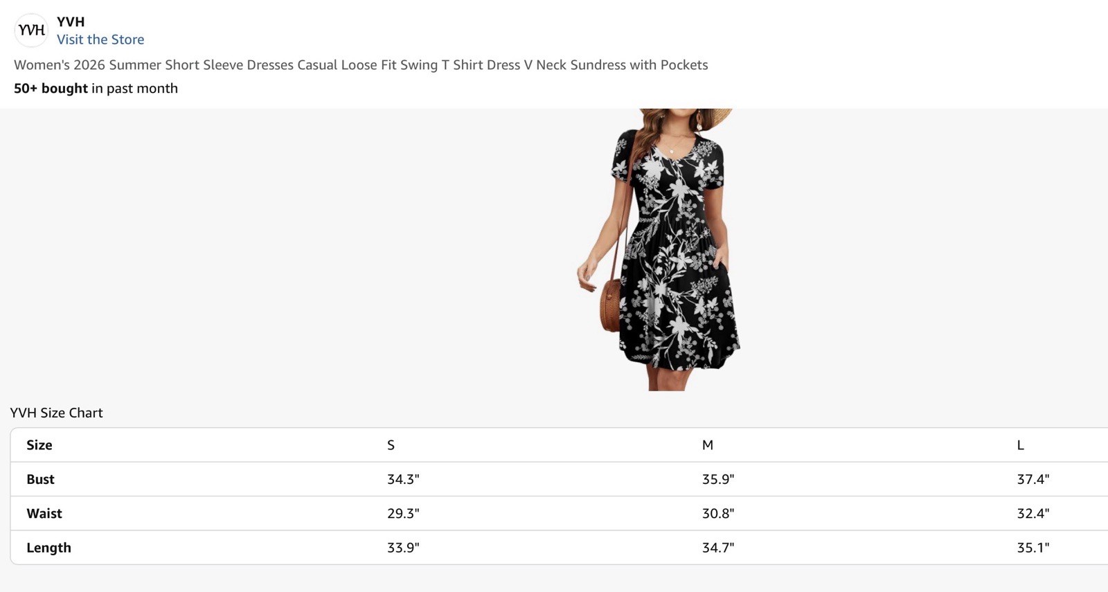 YVH Women’s 2026 Summer Shrt Sleeve Dress Casual Loose Fit Swing Sundress Medium