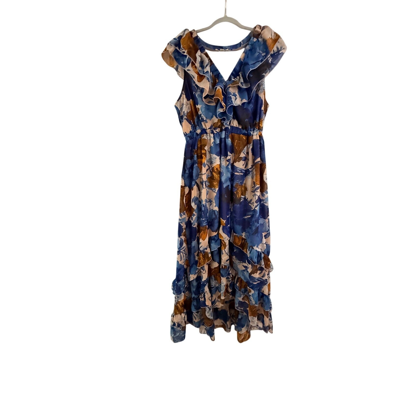 Indigo Rose Women’s Size XL Blue Floral Dress Ruffles