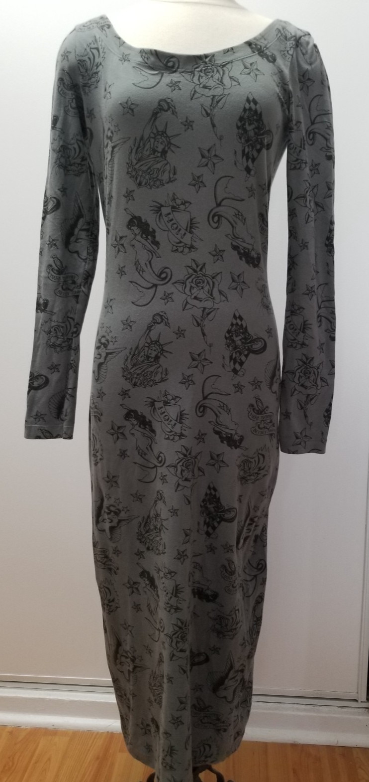 Grey and black bodycon Betsey Johnson dress, Mark Mahoney for Betsy Johnson