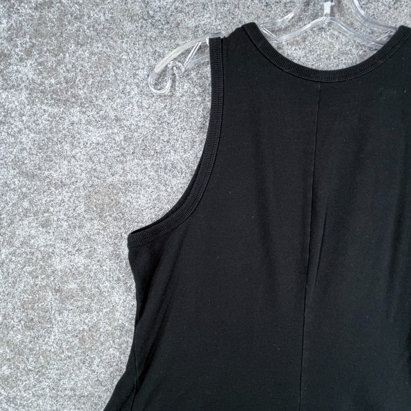 A New Day Fit & Flare Mini Tank Dress Womens L Black Stretch Scoop Neck Classic