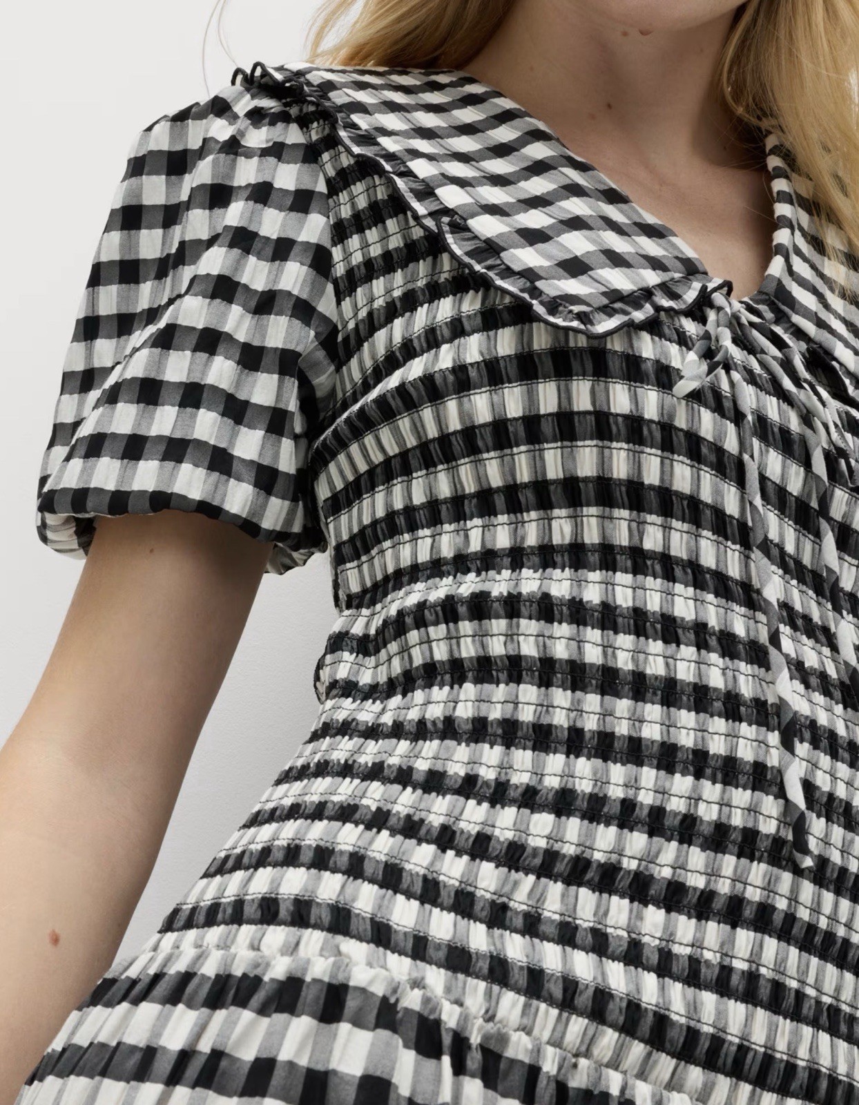 M&S Cotton Blend Gingham Dropped Waist Midi Dress Size14(RRP£48)
