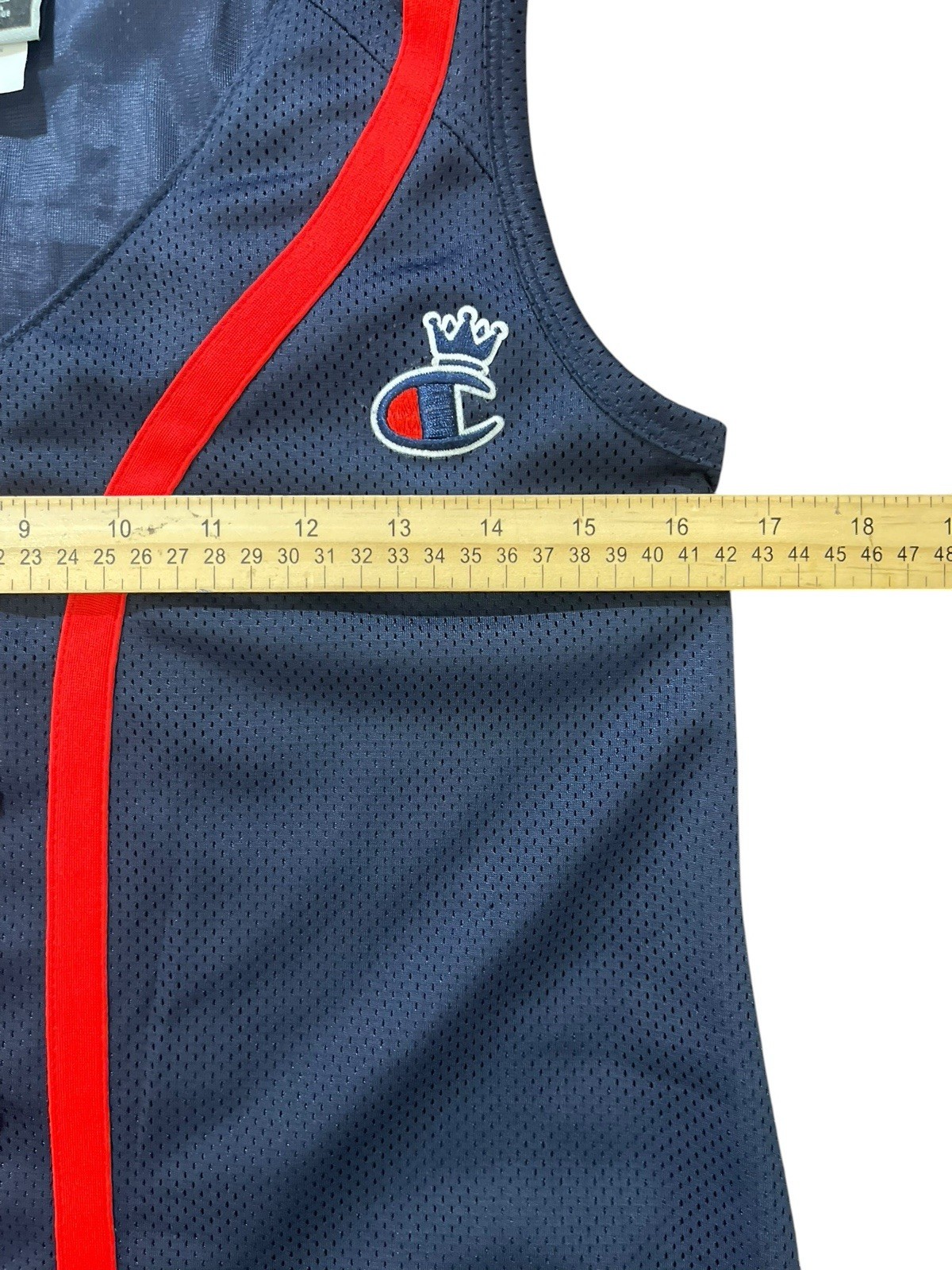 Champion Baseball Jersey Dress Mini Small Womens Mesh Sports Jersey #19 Navy