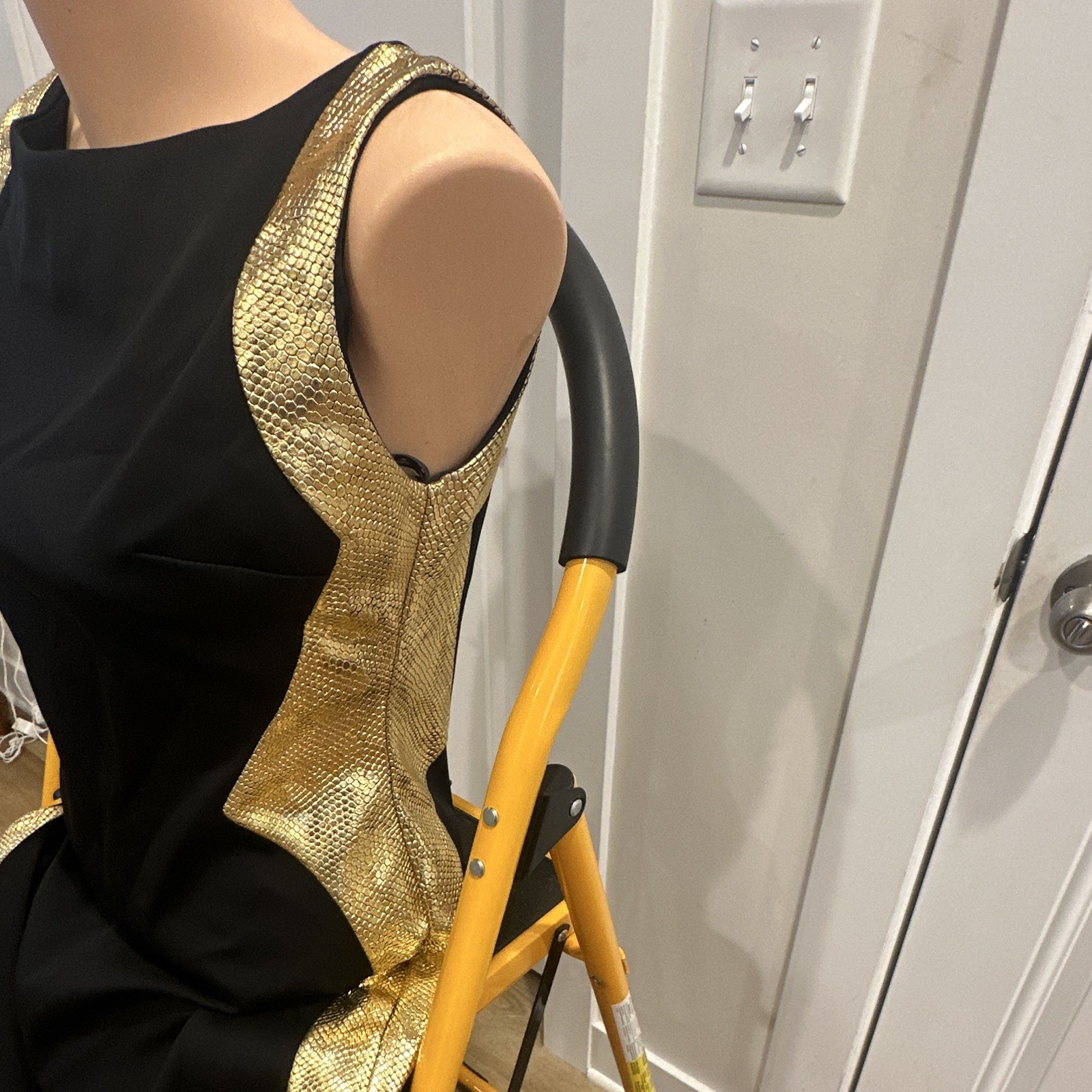 John Paul Ataker New York 40 Black Gold Metallic Sleeveless Maxi Dress Zip