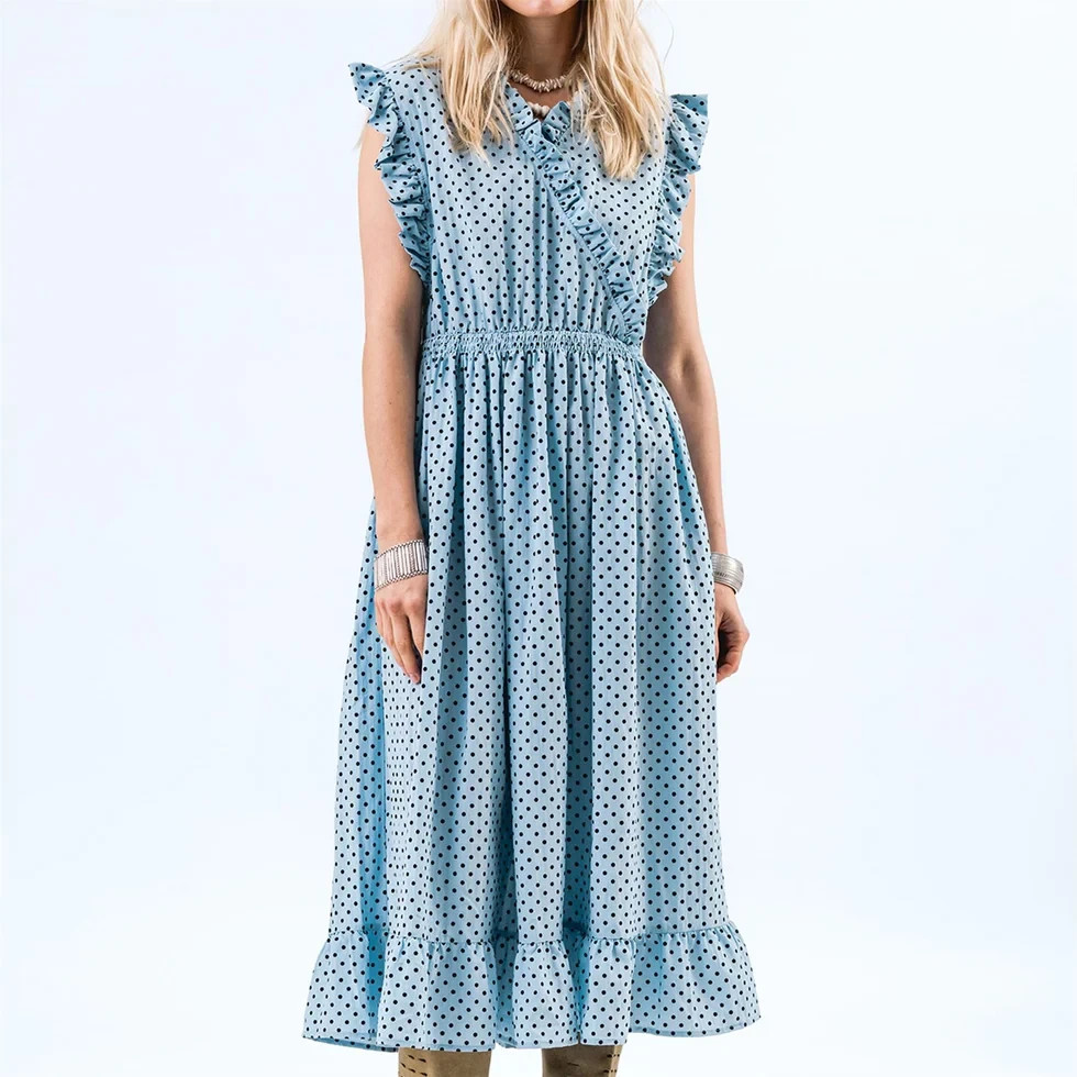 Lollys Laundry Idinall Midi Dress – Light Blue / Large RRP £130