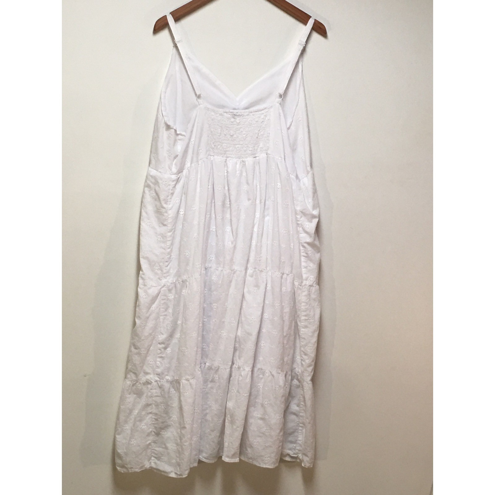 Ophelia Roe Eyelet Midi Dress Womens 3X White Embroidered Tiered Cotton Bohemian