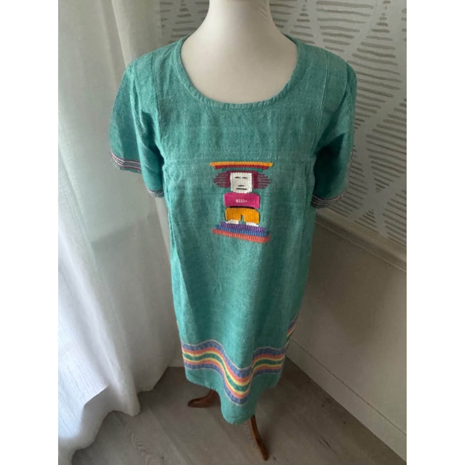 Vintage Peasant Dress Mexican Aztec Guatemala Latin South America Boho Hippie