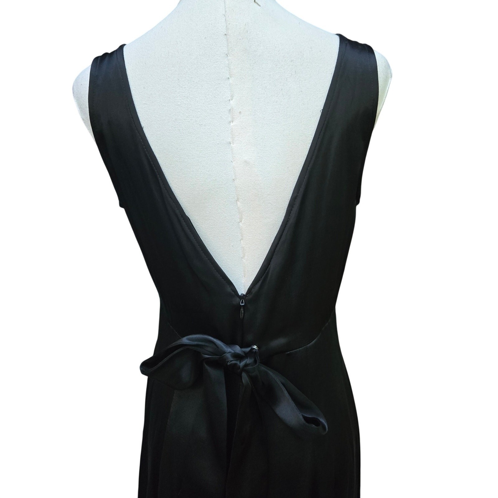 Metropolitan Vtg 90s Glam Minimal Old Money Classic Satin Open Back Bow Dress 6