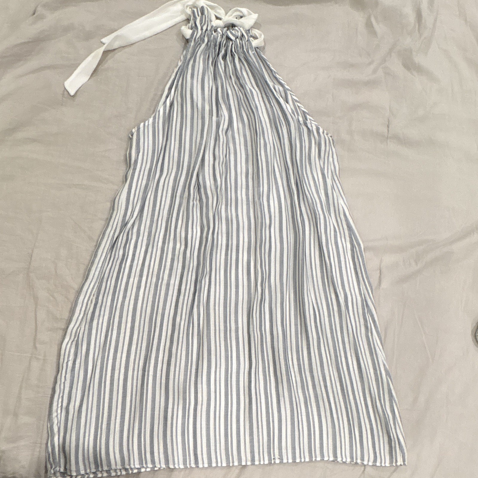 Green Envelope Los Angeles Women’s Shift Dress M Blue White Stripe Halter Tie