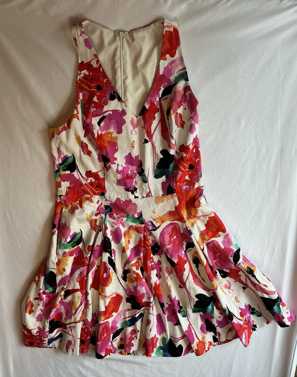 Lauren Ralph Lauren Women’s Floral V-Neck Sleeveless Zip Romper, 14 Regular