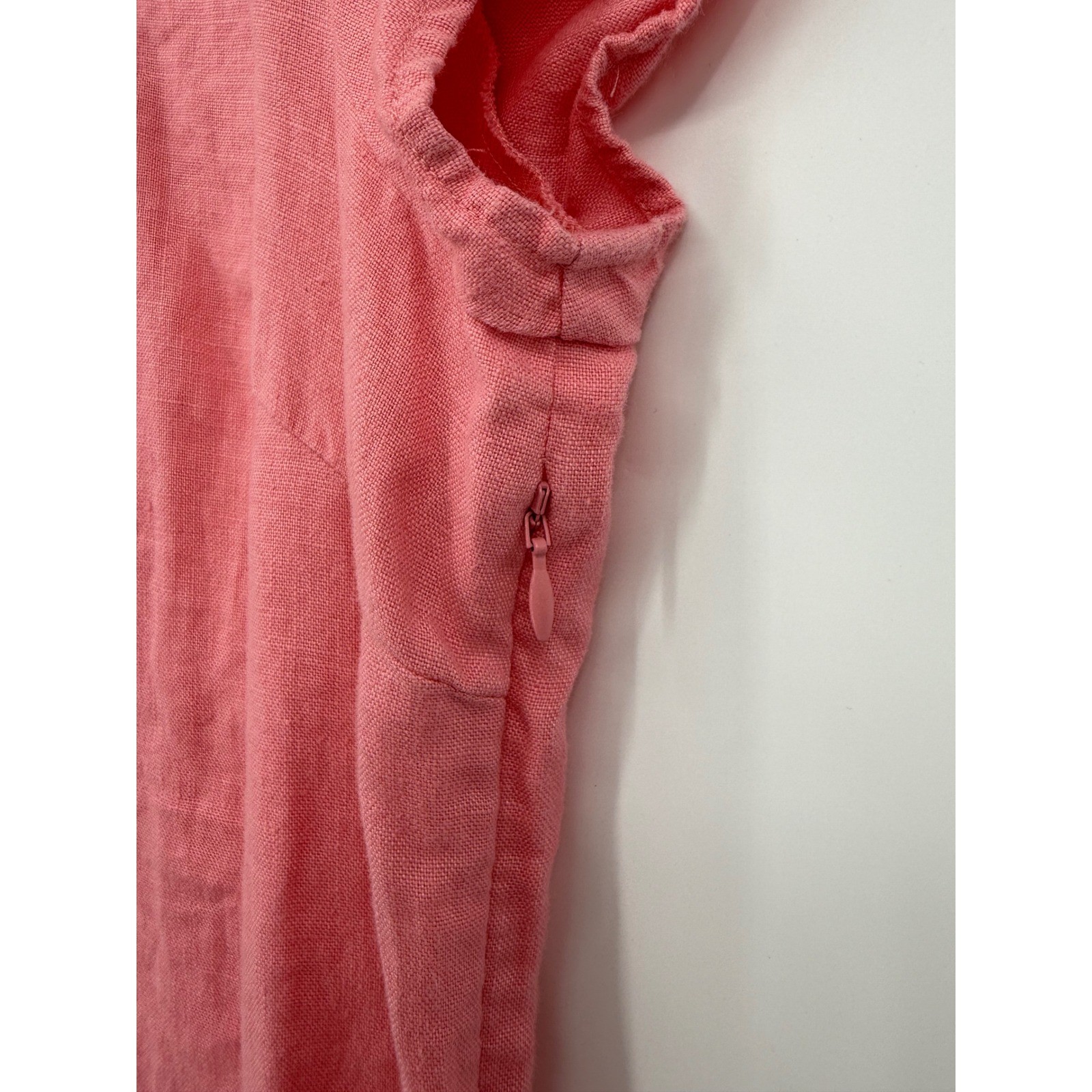 Sail to Sable Dress Women Large Pink Orange 100% Linen Floral Applique Colorful