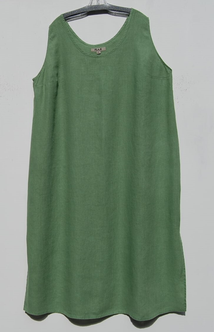 NEW FLAX WATERCRESS Medium Weight Linen Scoop Neck Sleeveless SLIPSTER Dress 1X