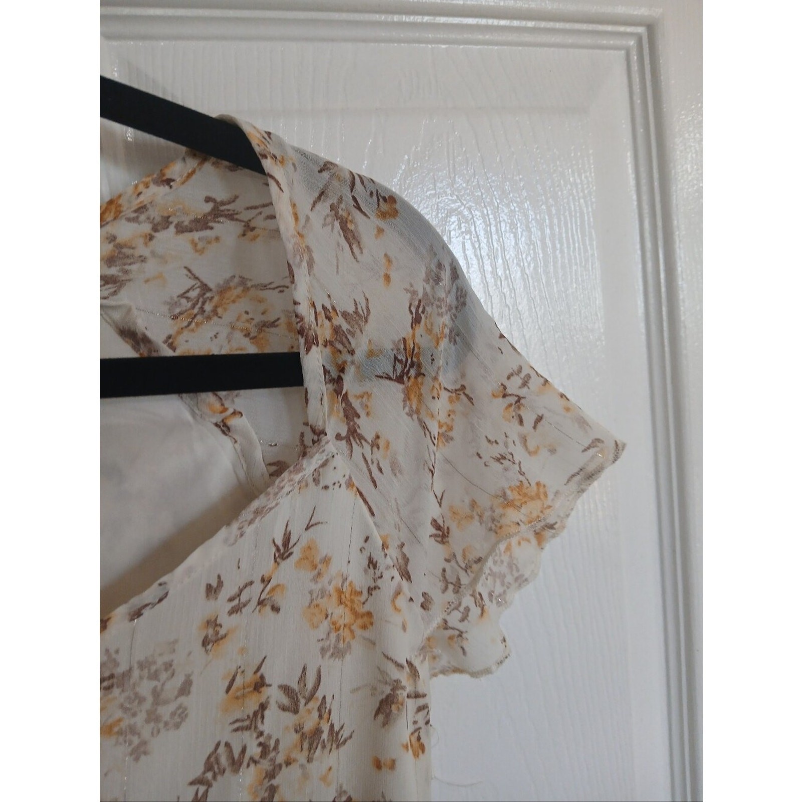 Cider Cream Ditsy Floral Ruffle-Sleeve Mini Dress Fairy Cottage Feminine Party