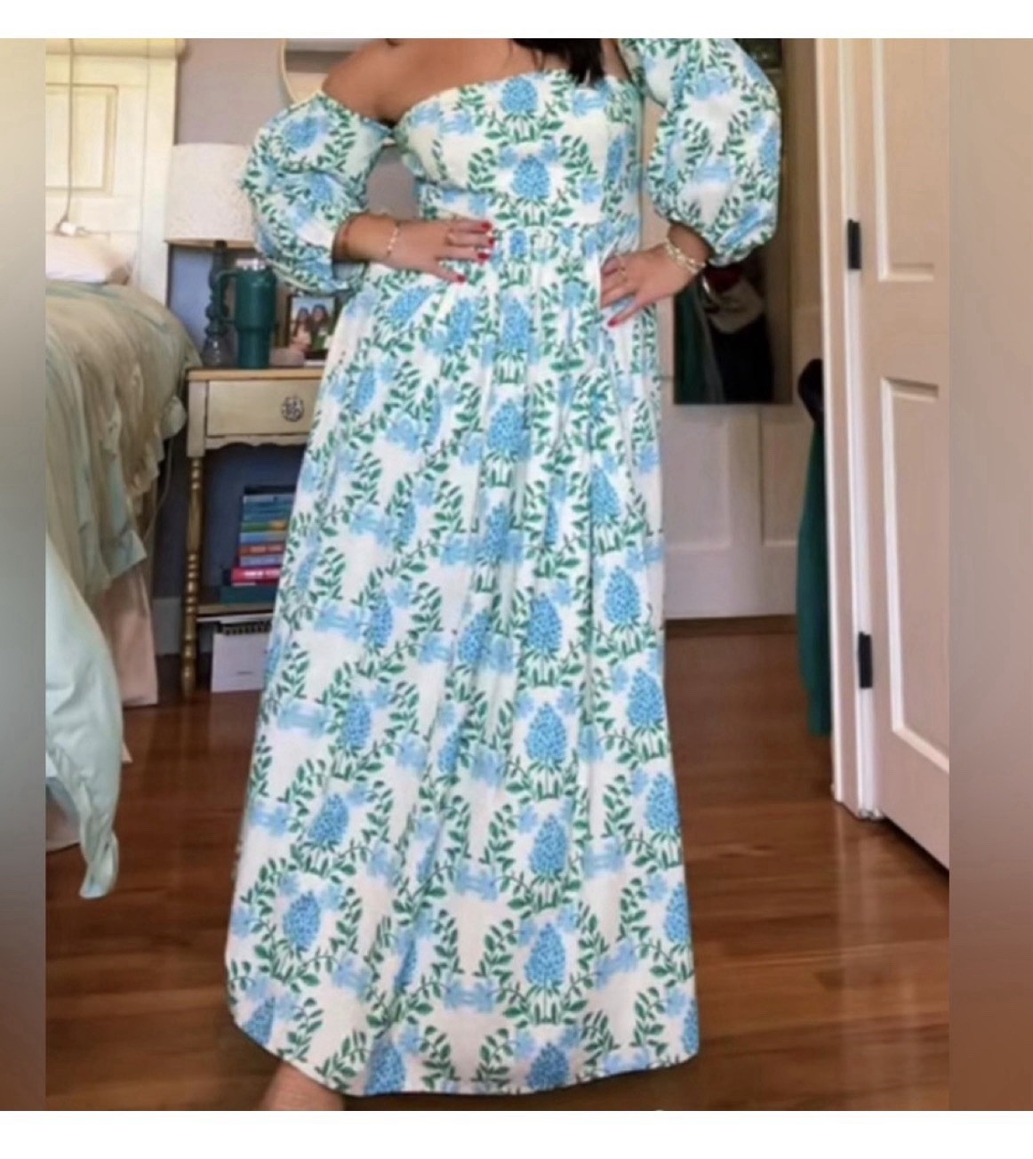 Anthropologie Let Me Be Long-Sleeve Printed Midi Dress SizeSmall Petite NWT
