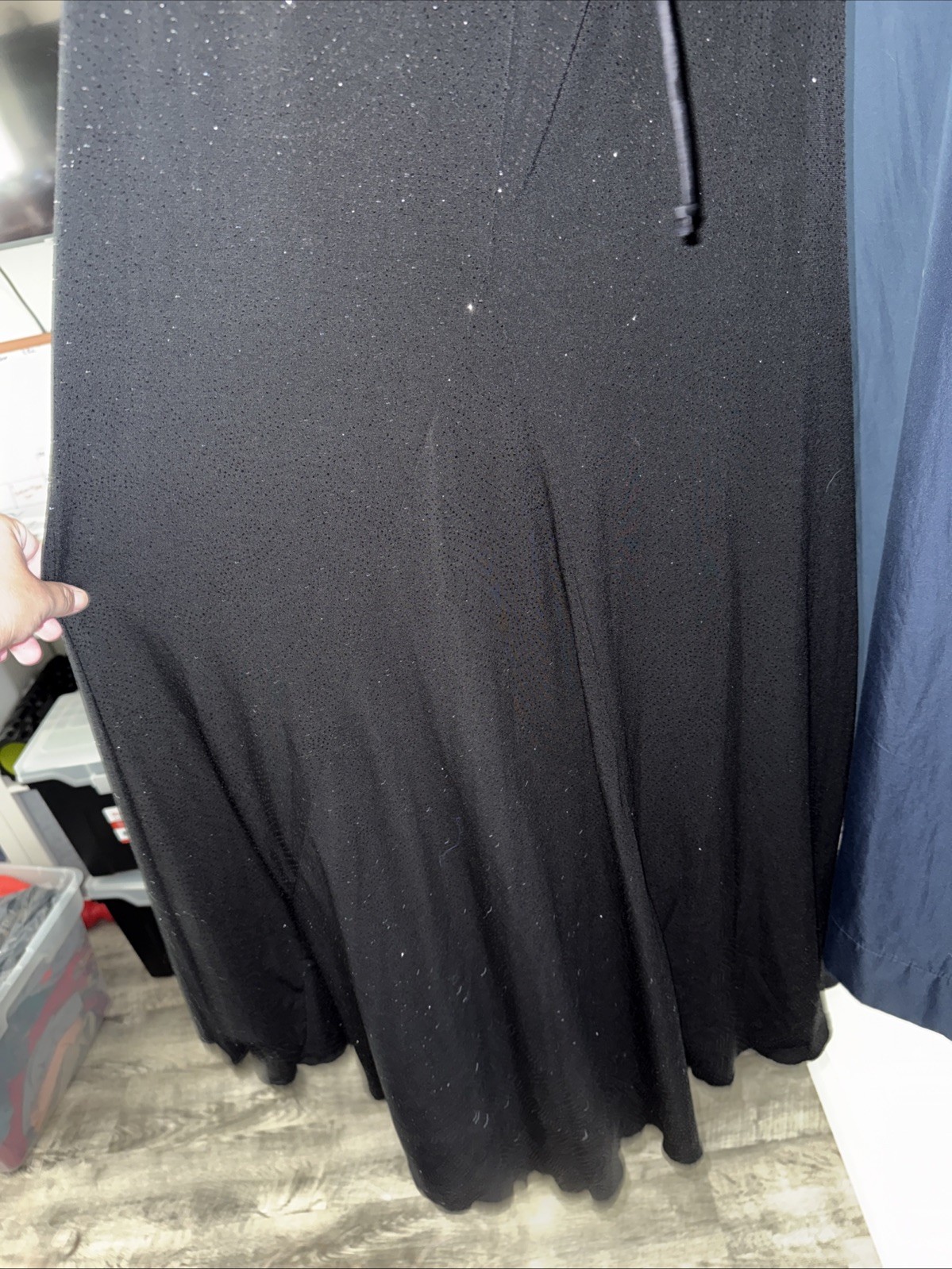 City Triangles Black Sparkly Sleeveless Halter Dress Medium Stretchy Long Party