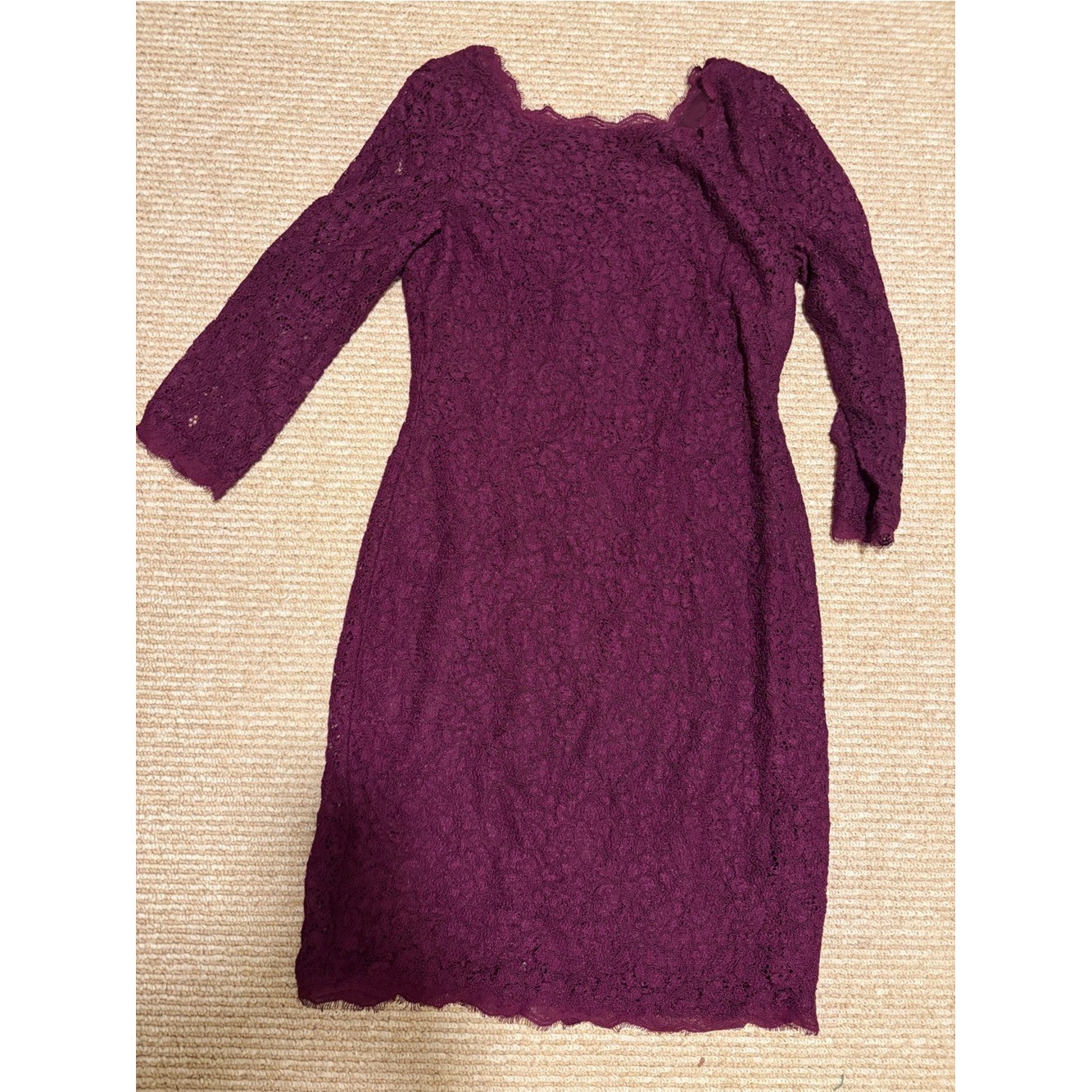 Adrianna Papell Plum Lace Dress V Back Size 8