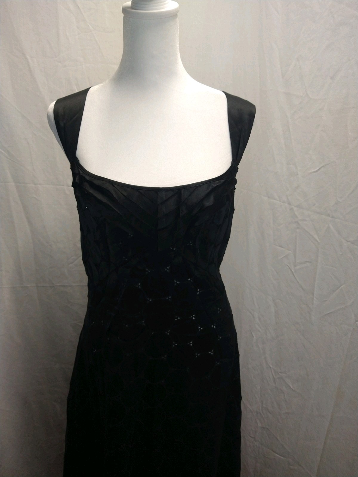 Asian Silk Little Black Dress Open Knit Raw Hem Dark Romantic Goth Punk Size L