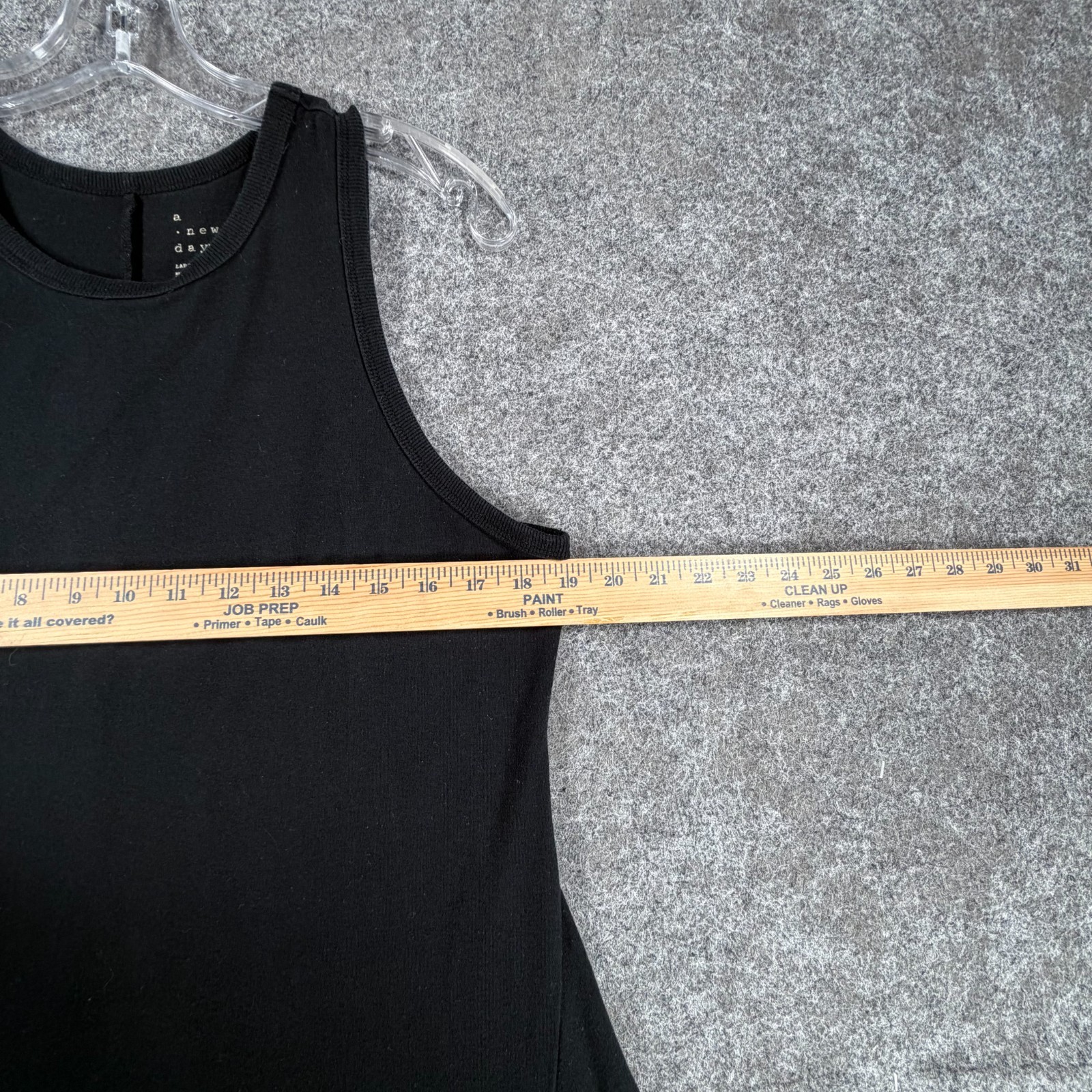 A New Day Fit & Flare Mini Tank Dress Womens L Black Stretch Scoop Neck Classic