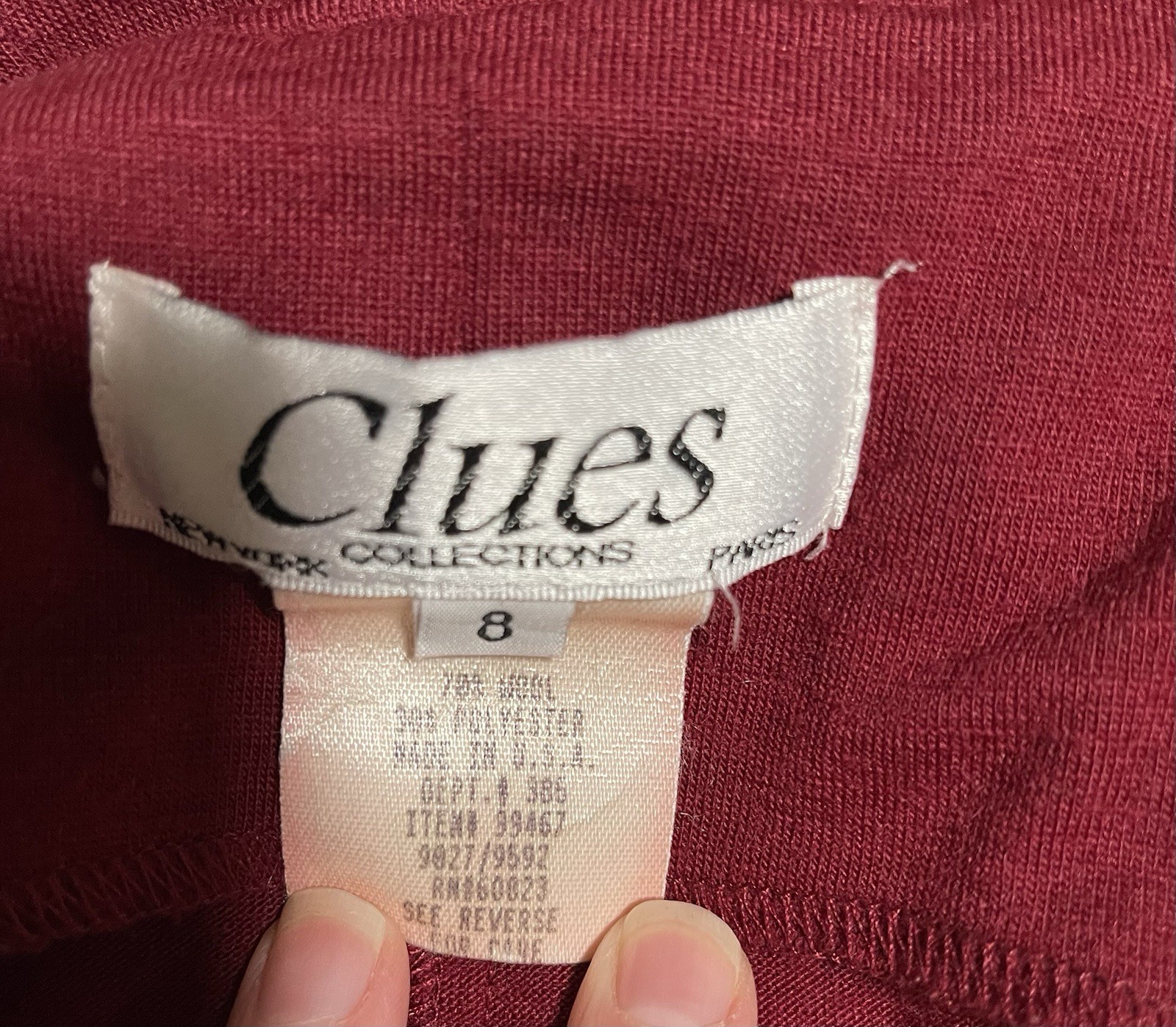 Vintage Clues Maroon Rayon Scoop Neck Sleeveless Button Front Maxi Dress Sz 8