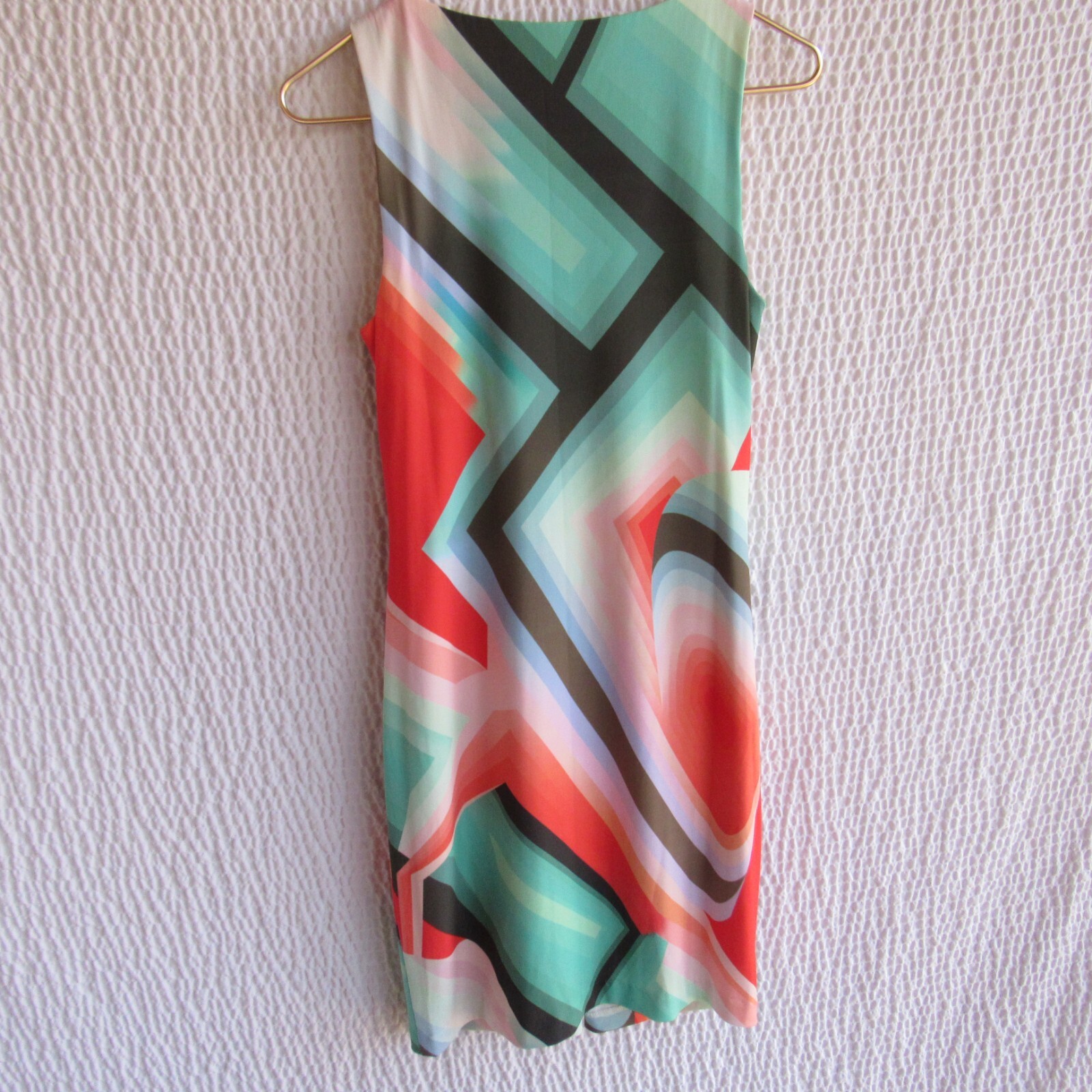 Trina Turk Dress Colorful Dress 6 Packable Ombe Graphic Pink Coral Green Tank