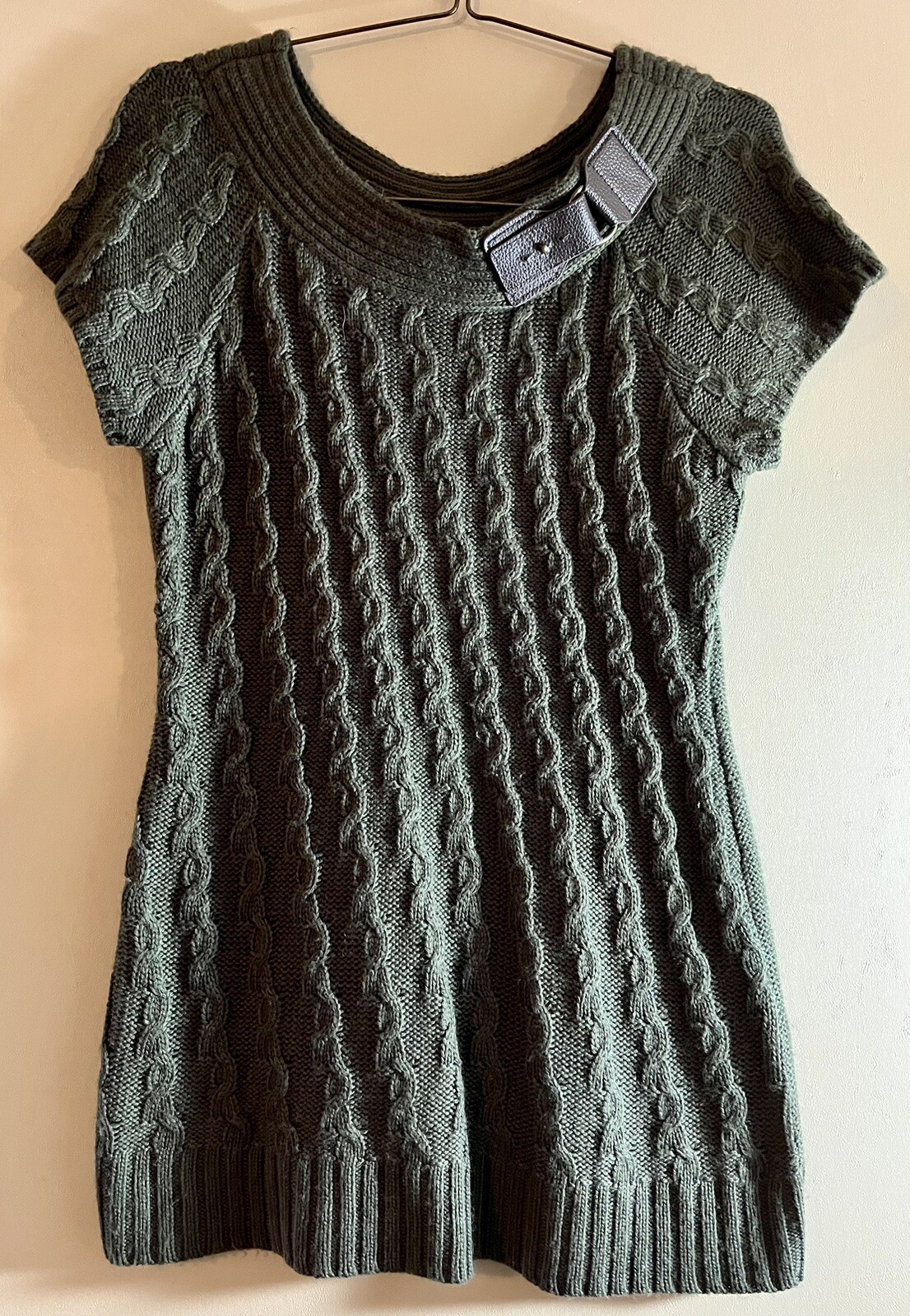 United States Sweaters Olive Green Knit Belted Boat Collar Women’s Large
