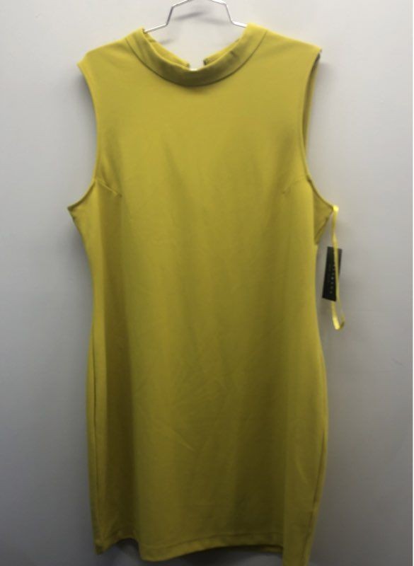 Sharagano Women’s Lime Matcha Mock Neck Sleeveless Sheath Dress NWT Size 16