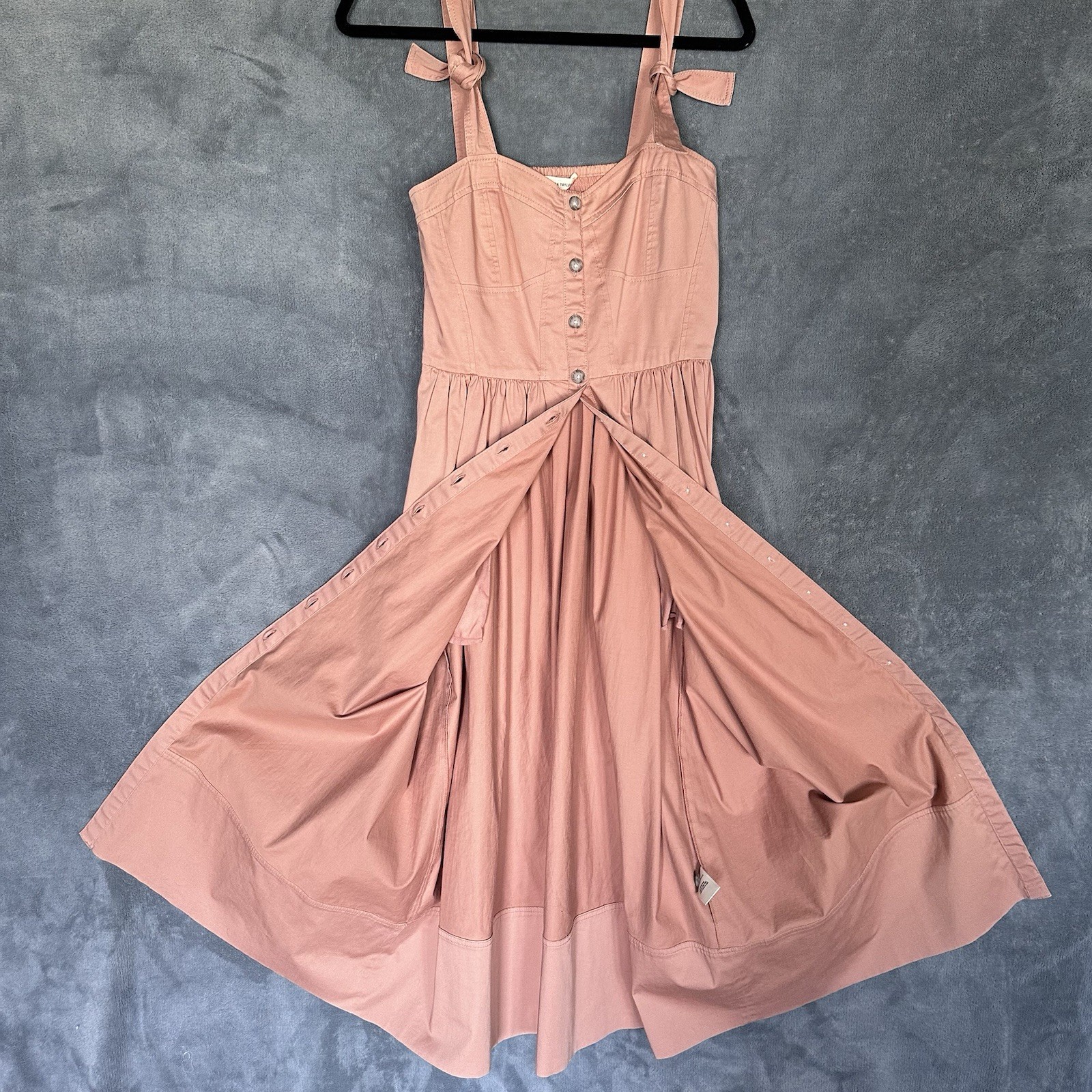 Rebecca Taylor Ready To Wear 2017 Tie Strap Cottagecore Dress Button Front Sz 8