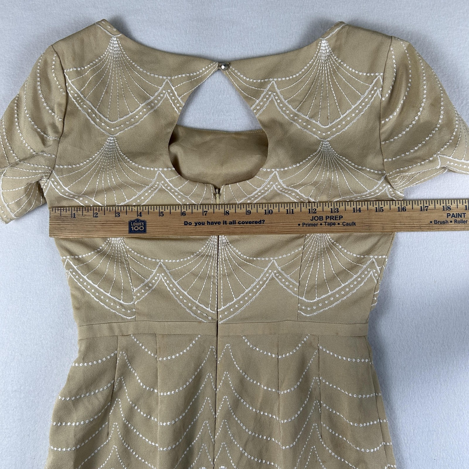Antonio Melani Dress Womens 2 Keaton Sheath Knee Length Scoop Neck Embroidered