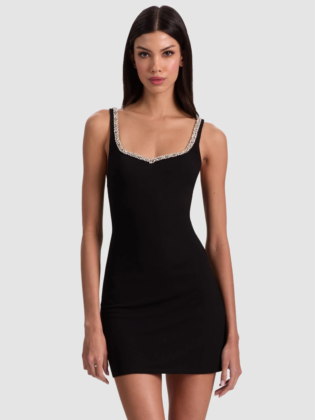 ALICE & OLIVIA(10) EVE EMBELLISHED TRIM SWEETHEART BLACK MINI DRESS NWTMSRP$495