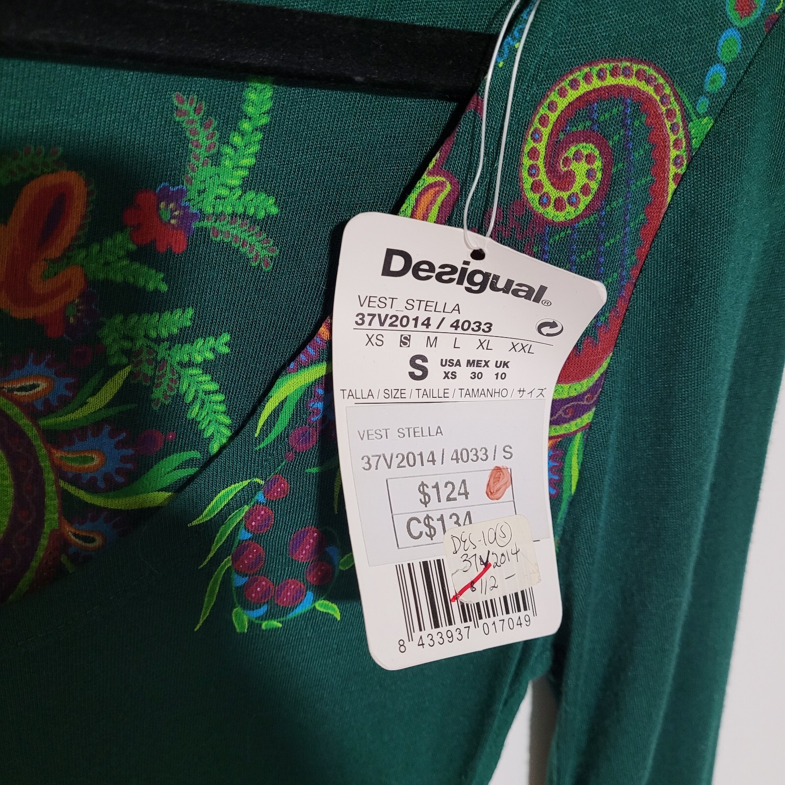 Desigual Vest Stella Green Printed Long Sleeve A-Line Dress Unique Women’s US XS