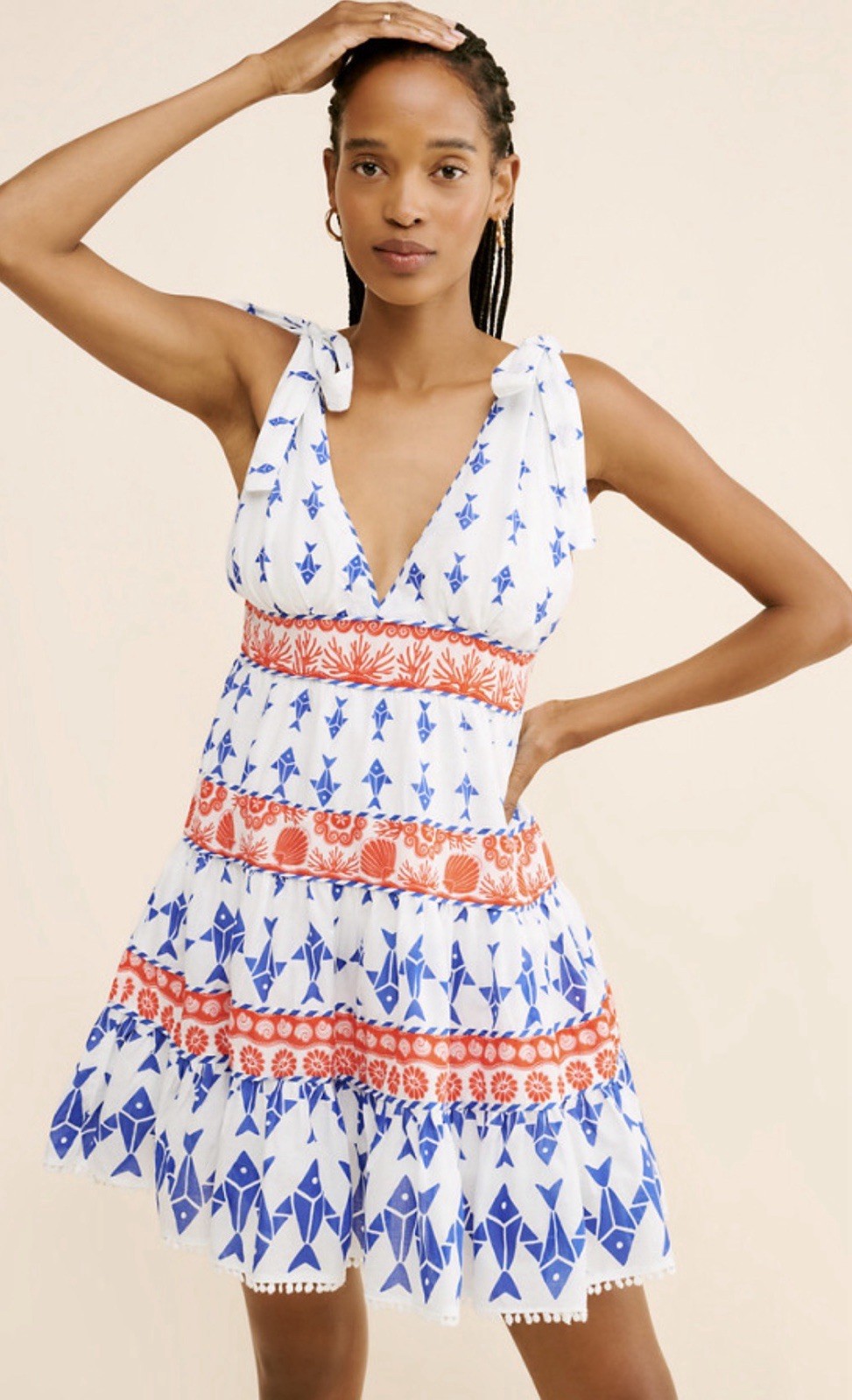 Farm Rio Fishes Tiered Mini Dress Size M
