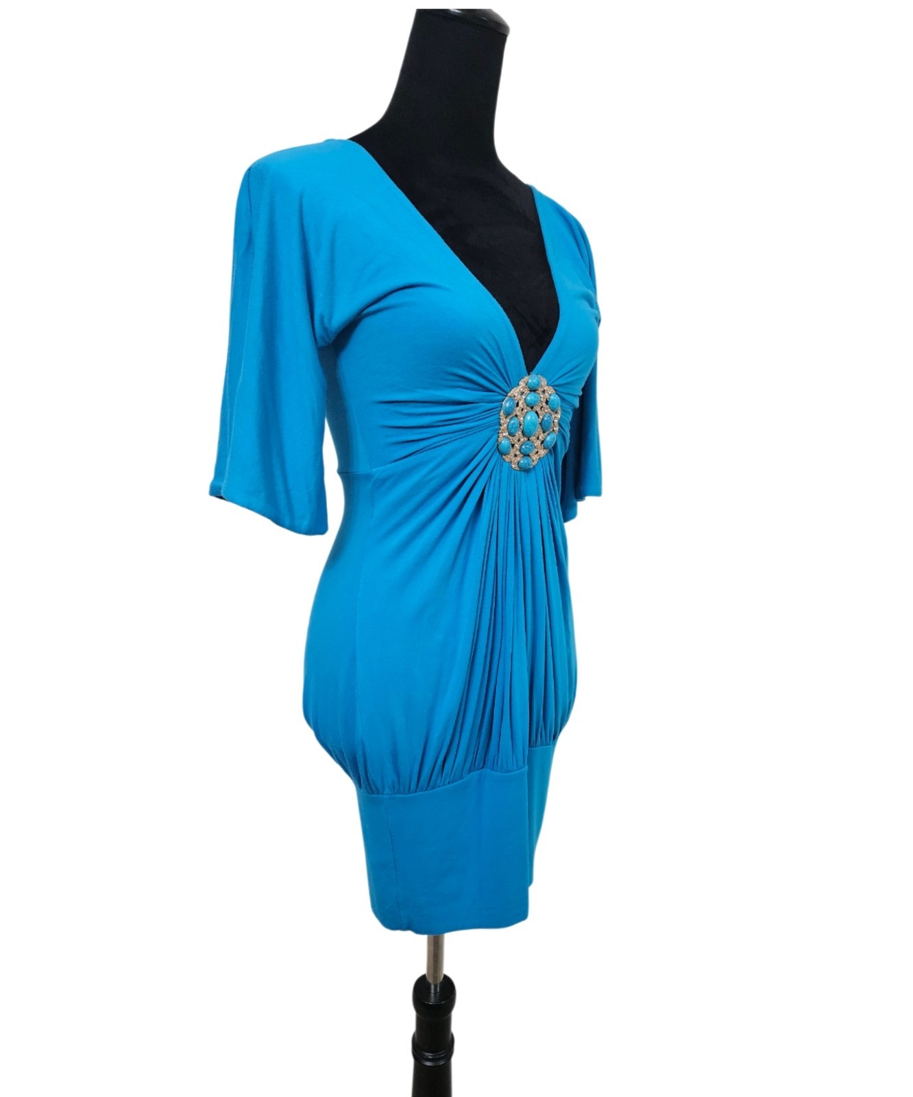 Vintage Beautiful Embellished Turquoise Dress-Size Small