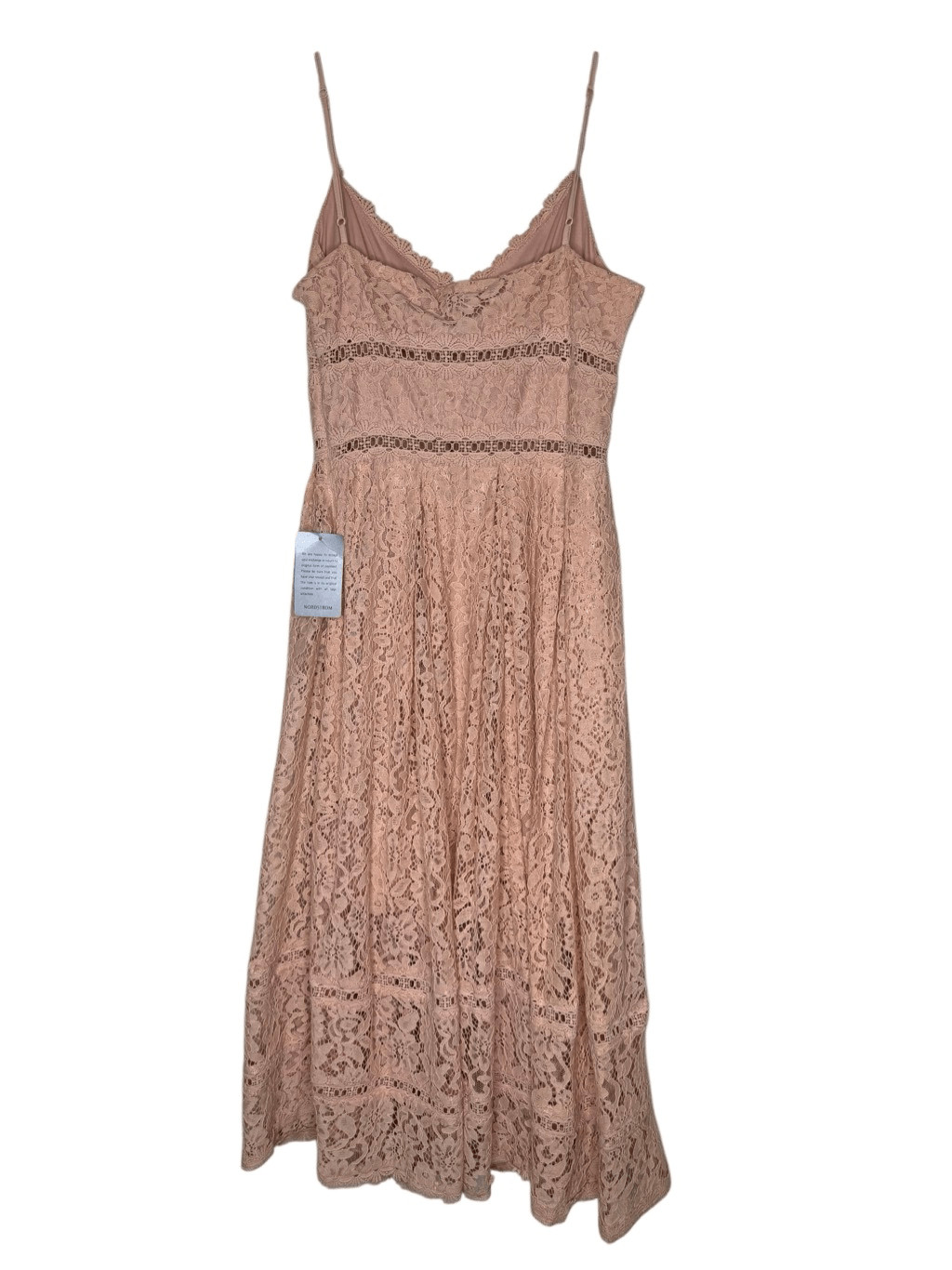NEW NSR Dress Blush Pink Crochet Lace Spaghetti Strap Midi Size M NWT Romantic
