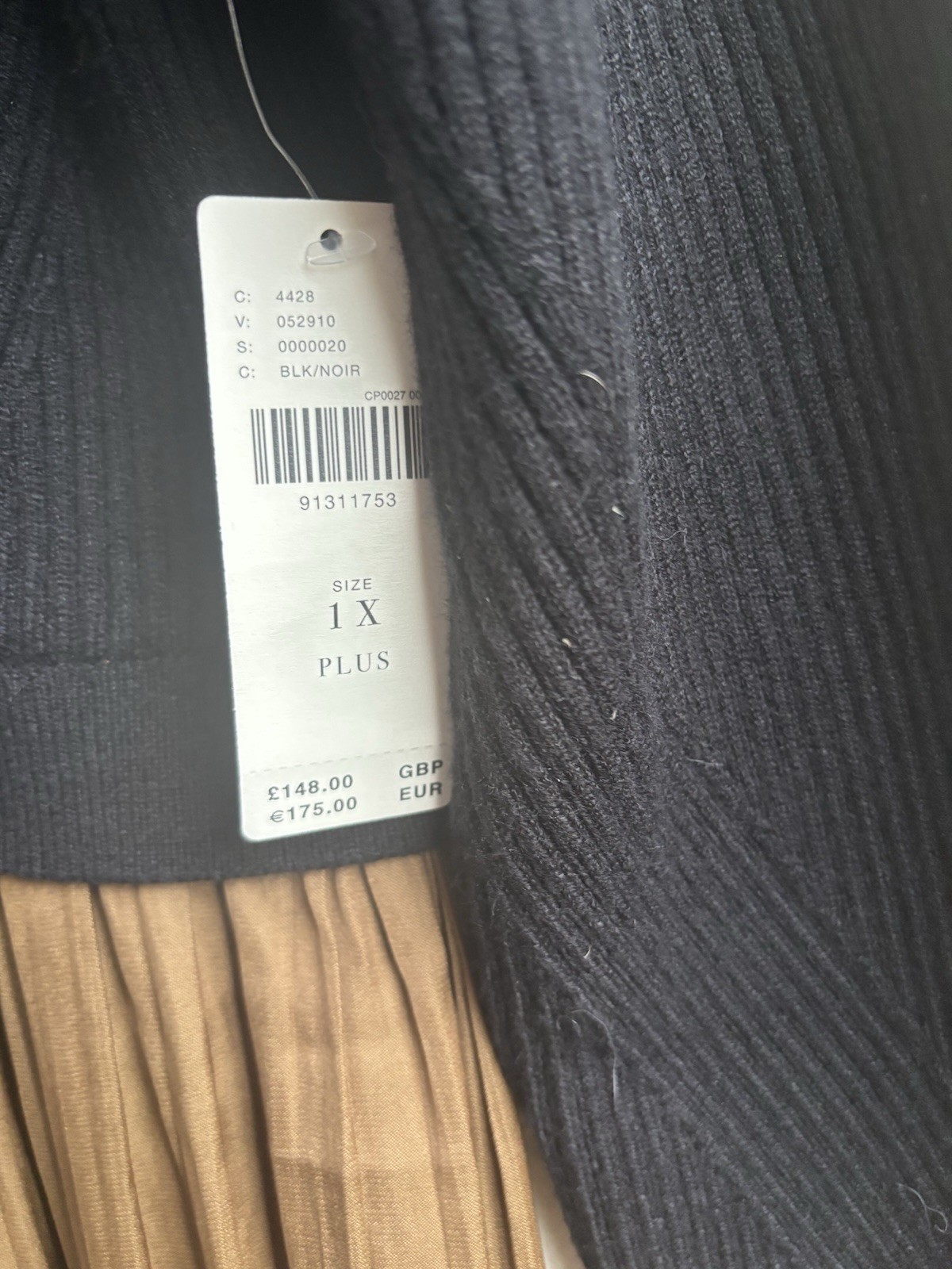 ANTHROPOLOGIE Thea Twofer Sweater Maxi Dress Scoop Neck Black UK 1XL RRP £148