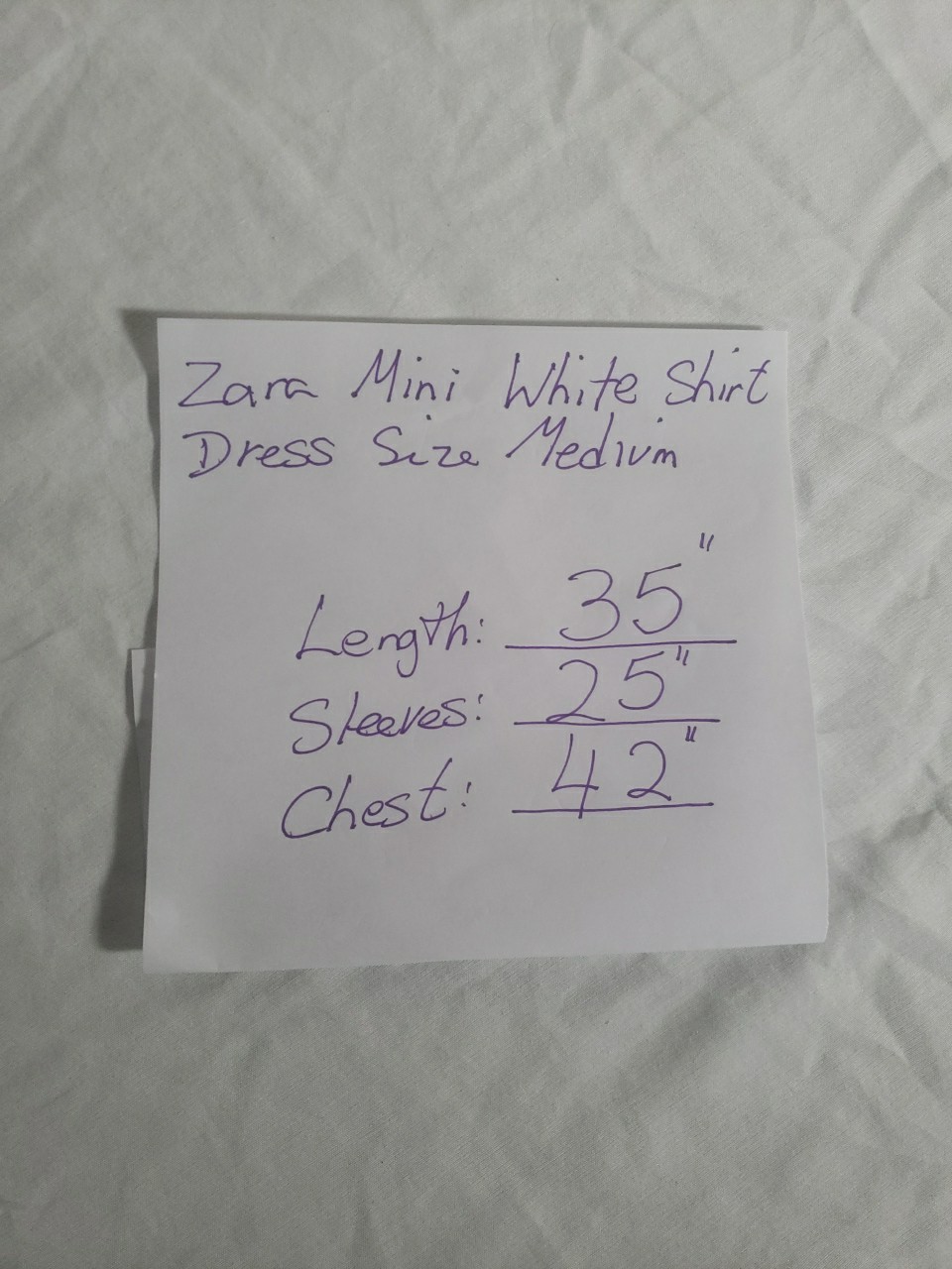 Zara White Mini Shirt Dress Long Cuff Sleeve Button Top Womens Medium