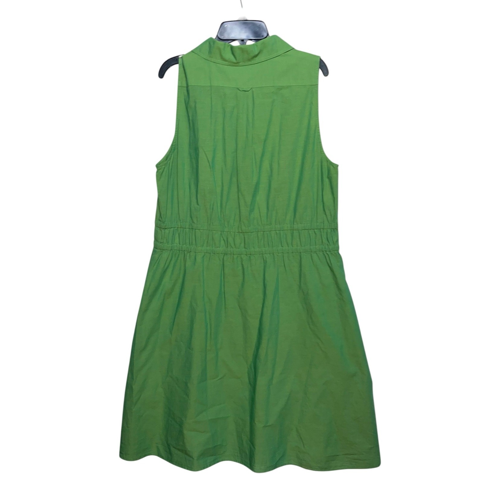 Cremieux Shirt Dress 14 Button Up Green Preppy A-Line Lightweight Pockets