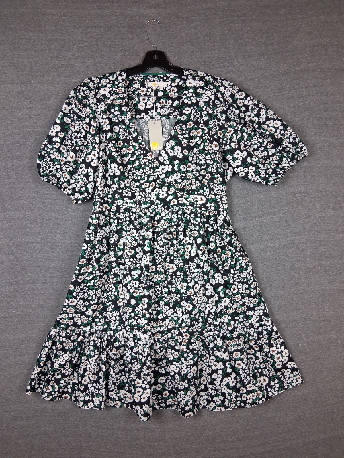 NEW Boden Dress Womens 14 Green Ditsy Floral Mini Ruffle Tiered Smocked Pockets