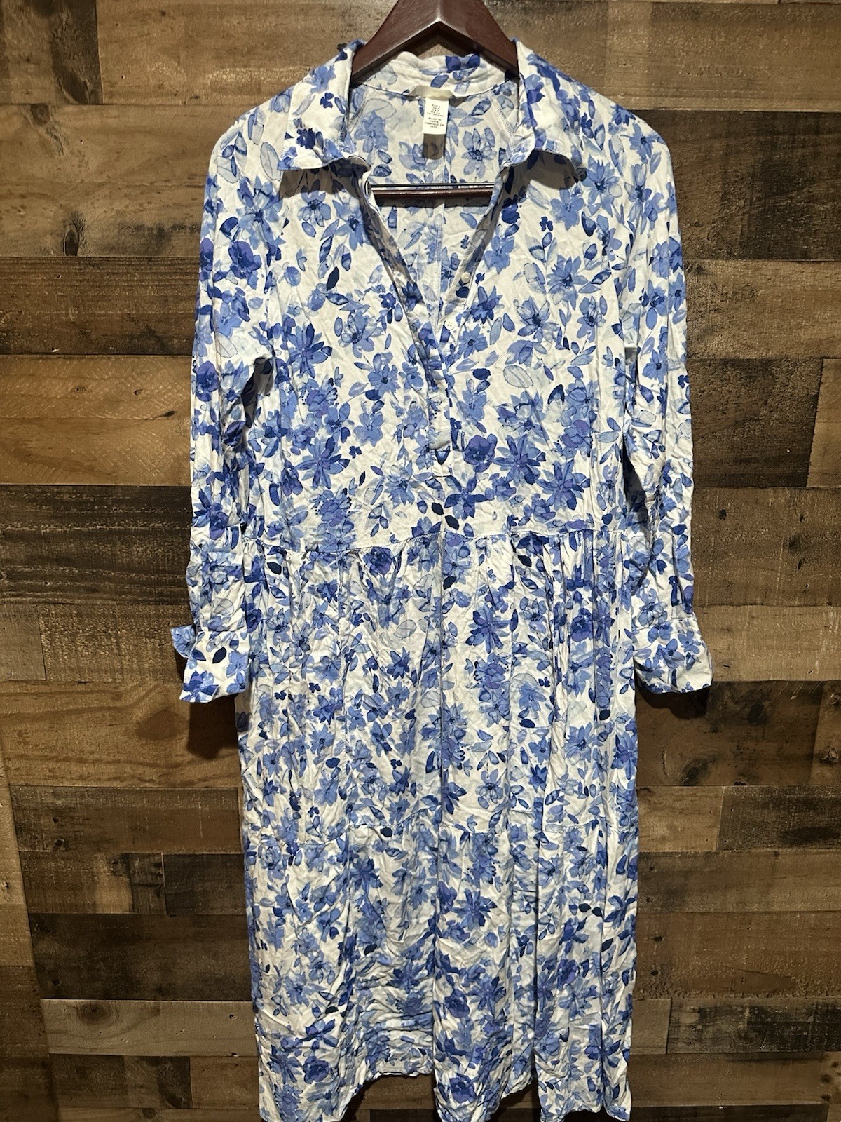 H & M Small Blue Floral Dress Womens Maxi