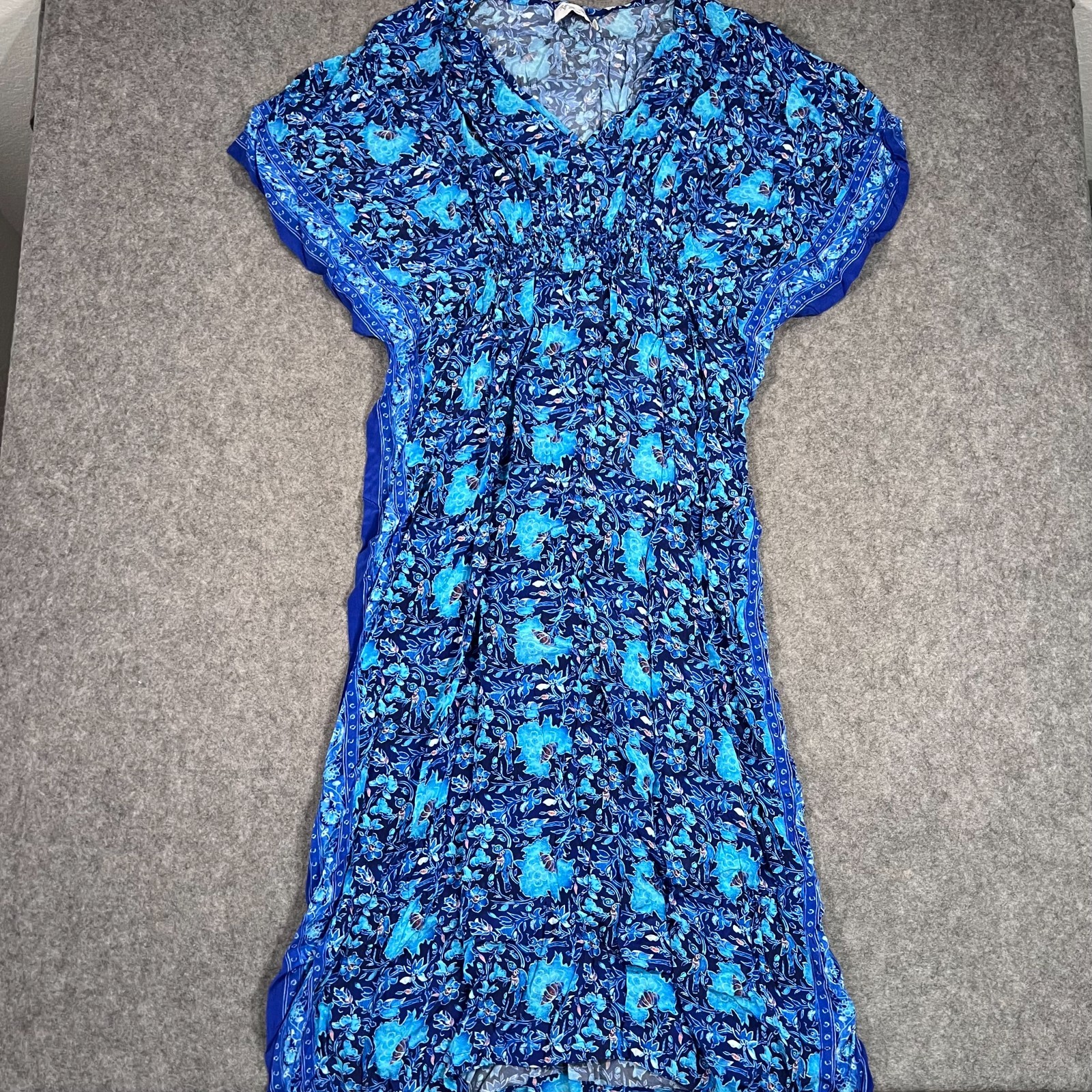 Anthropologie Rujuta Sheth Blue Marie Cinch Caftan Maxi Dress Women’s Size S/M