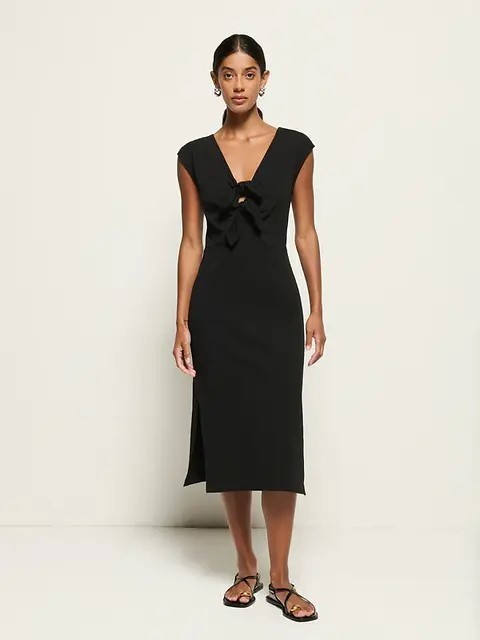 Nation Los Angeles Black 100% Cotton Kalee Column Midi Dress Size S Minimalist