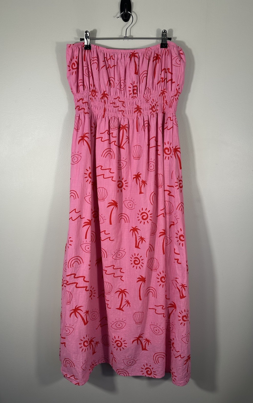 Billy J Dress Womens XL Pink Strapless Cotton Beach Vacation Resort Boho