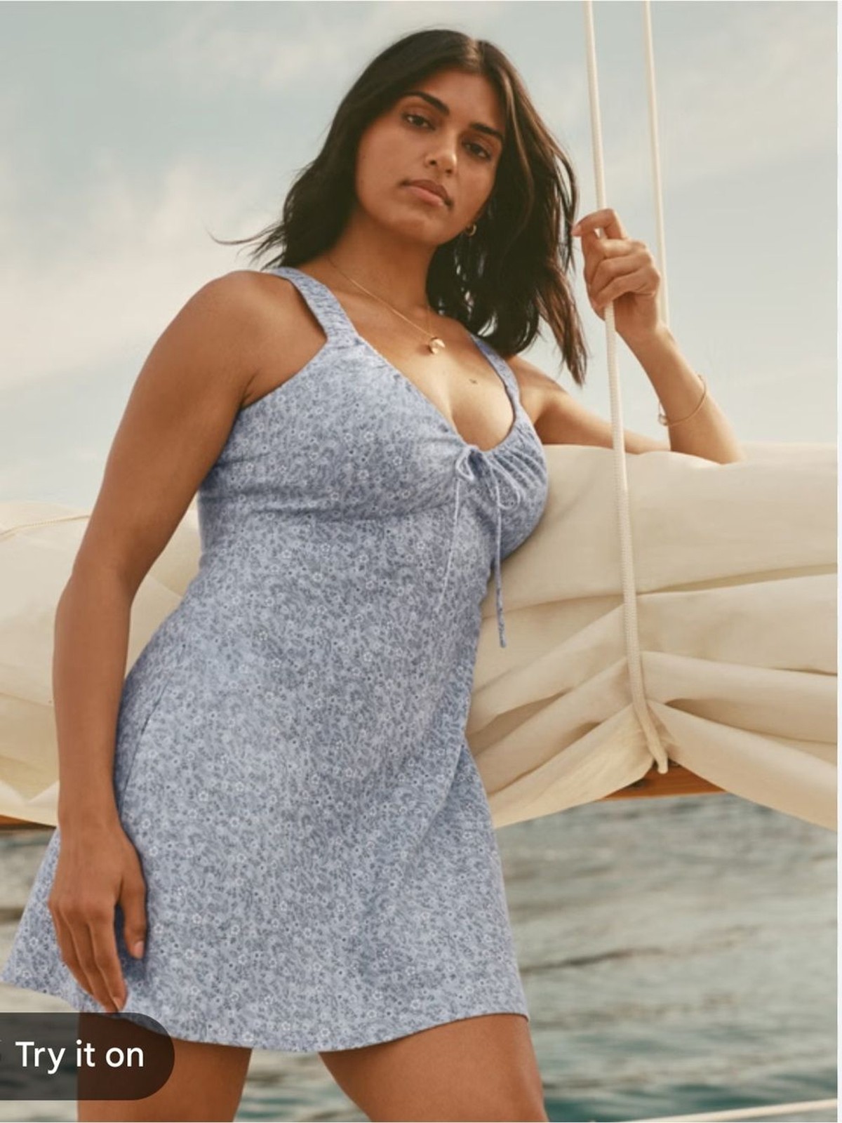 NWT Best Seller Abercrombie & Fitch Bra-Free Tie-Front Linen-Blend Mini Dress
