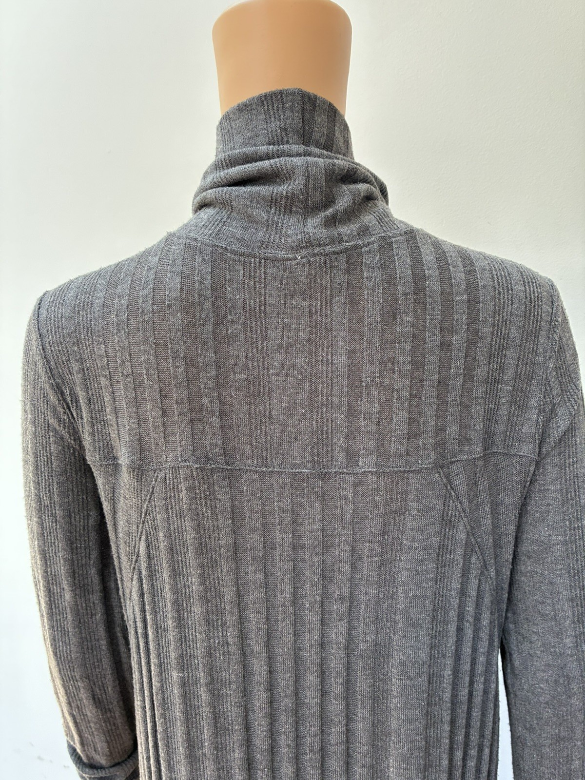 We The Free People gray rib high low split hem turtleneck tunic sweater dress S