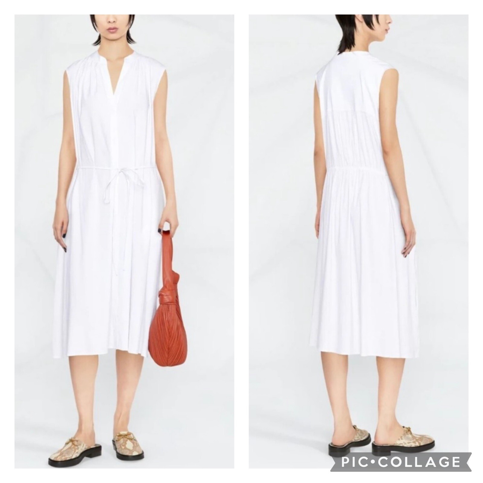 Vince Linen Blend Tie Waist Shirt Dress Optic White 2X